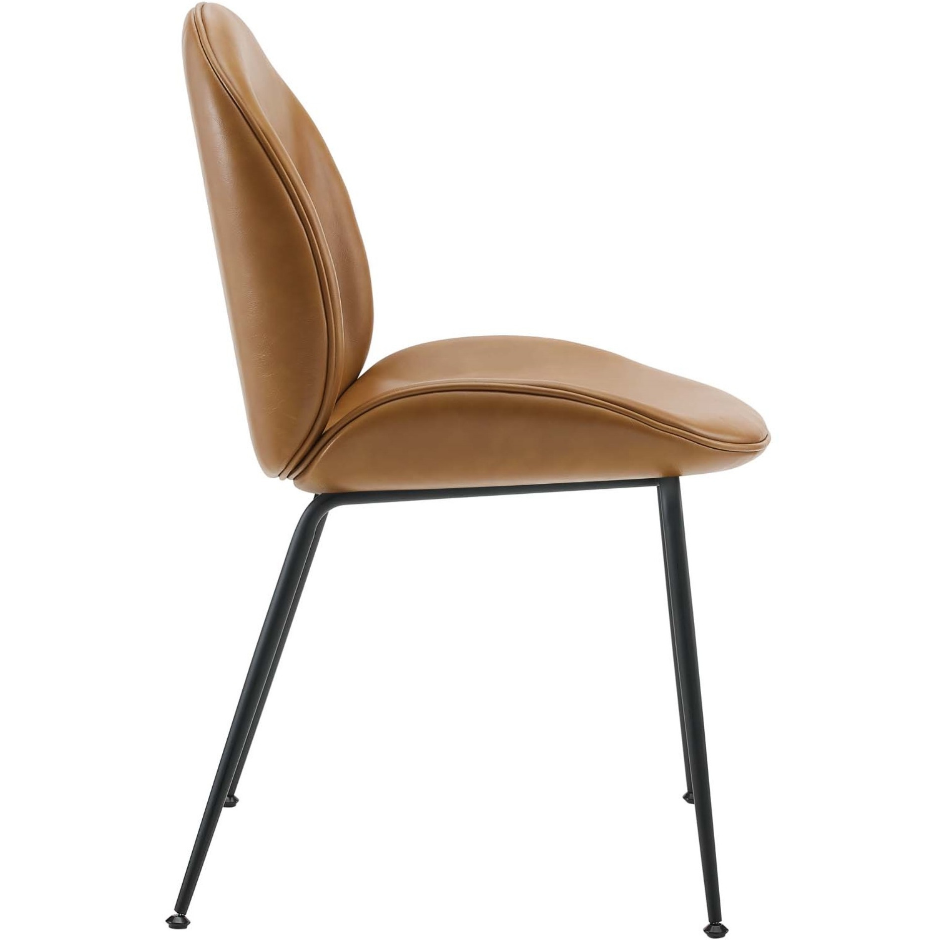 Scoop Black Powder Coated Steel Leg Vegan Leather Dining Chairs - Set of 2 Tan