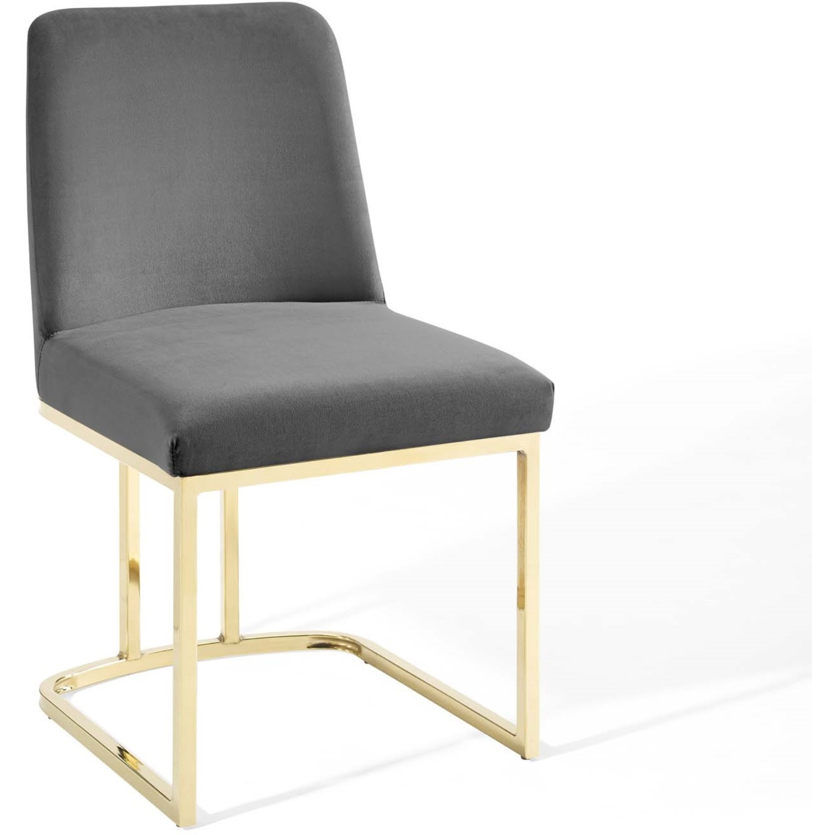 Amplify Sled Base Performance Velvet Dining Chairs - Set of 2 Gold Gray
