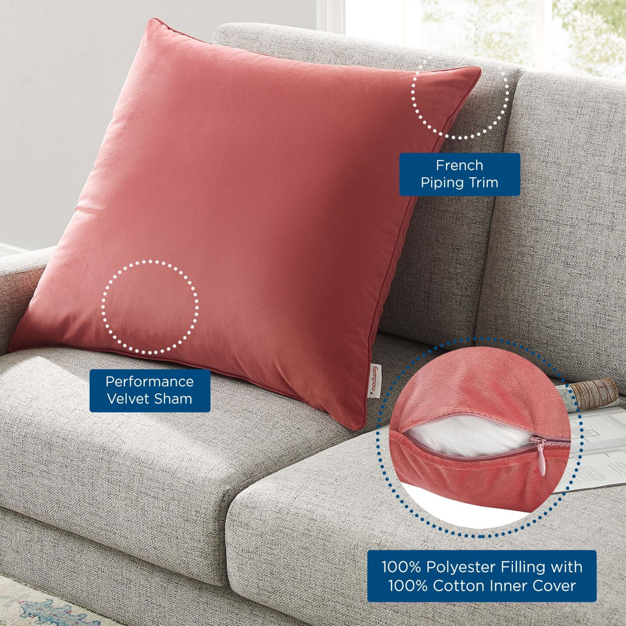 Enhance 24" Performance Velvet Throw Pillow Blossom