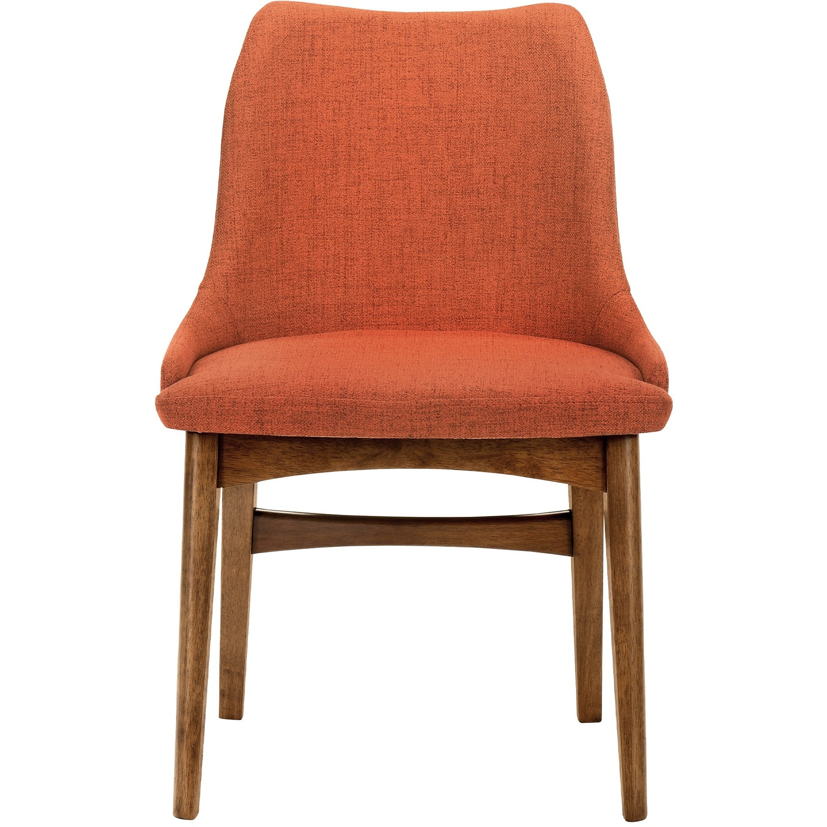 Azalea Orange Fabric and Walnut Wood Dining Side Chairs - Set of 2