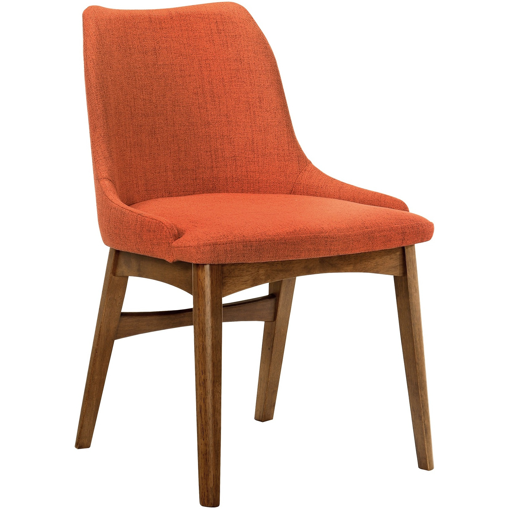 Azalea Orange Fabric and Walnut Wood Dining Side Chairs - Set of 2