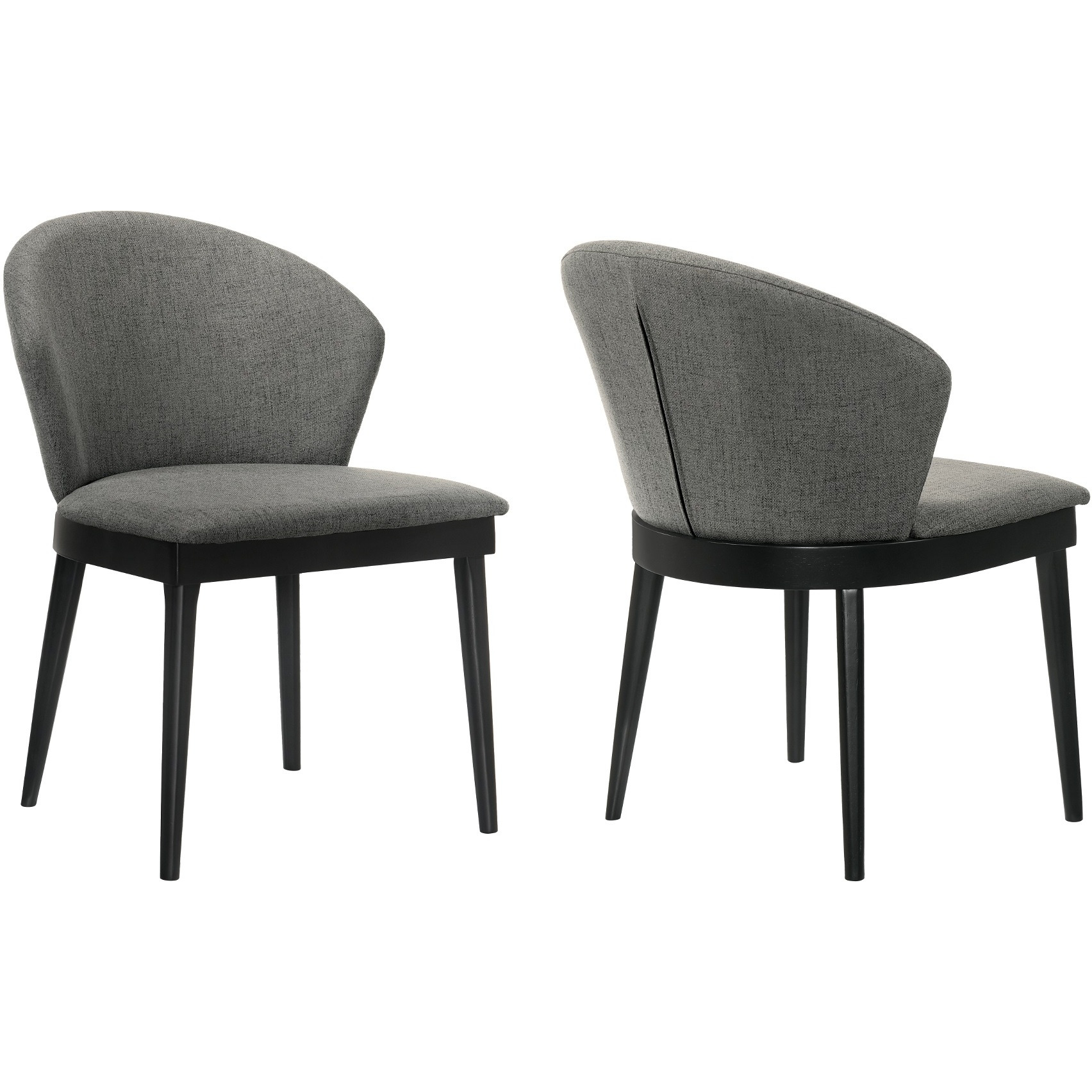 Juno Charcoal Fabric and Black Wood Dining Side Chairs - Set of 2