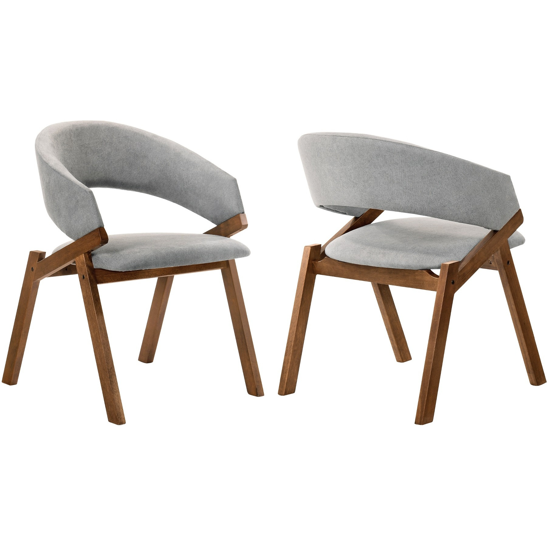 Talulah Gray Fabric and Walnut Veneer Dining Side Chairs - Set of 2