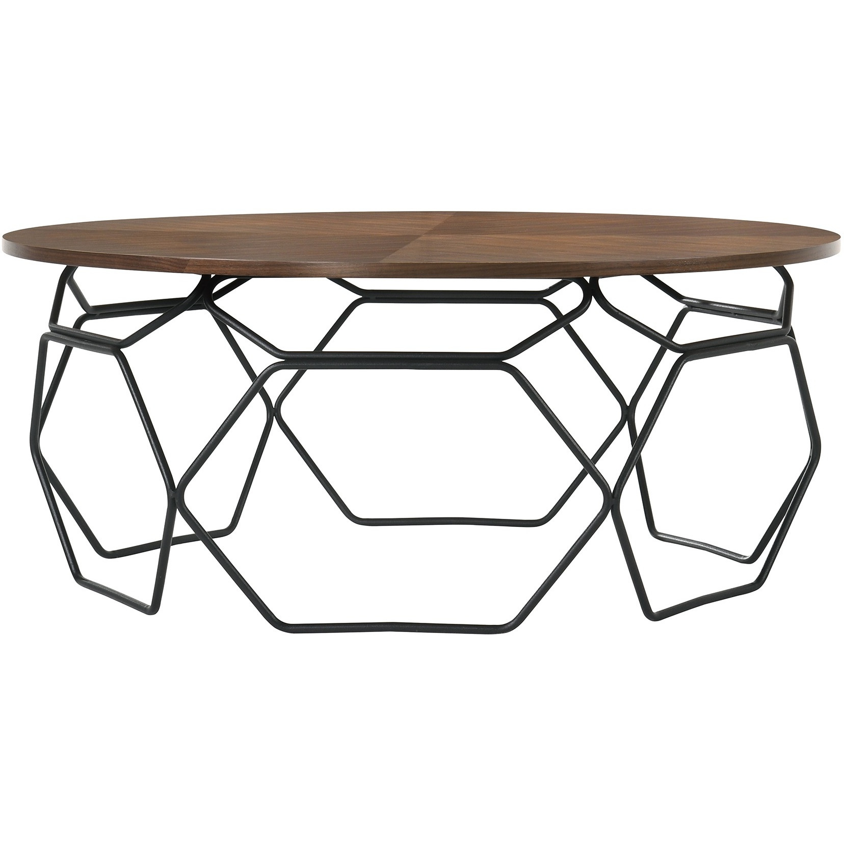 Cosmo Walnut Veneer Coffee Table with Black Metal Base