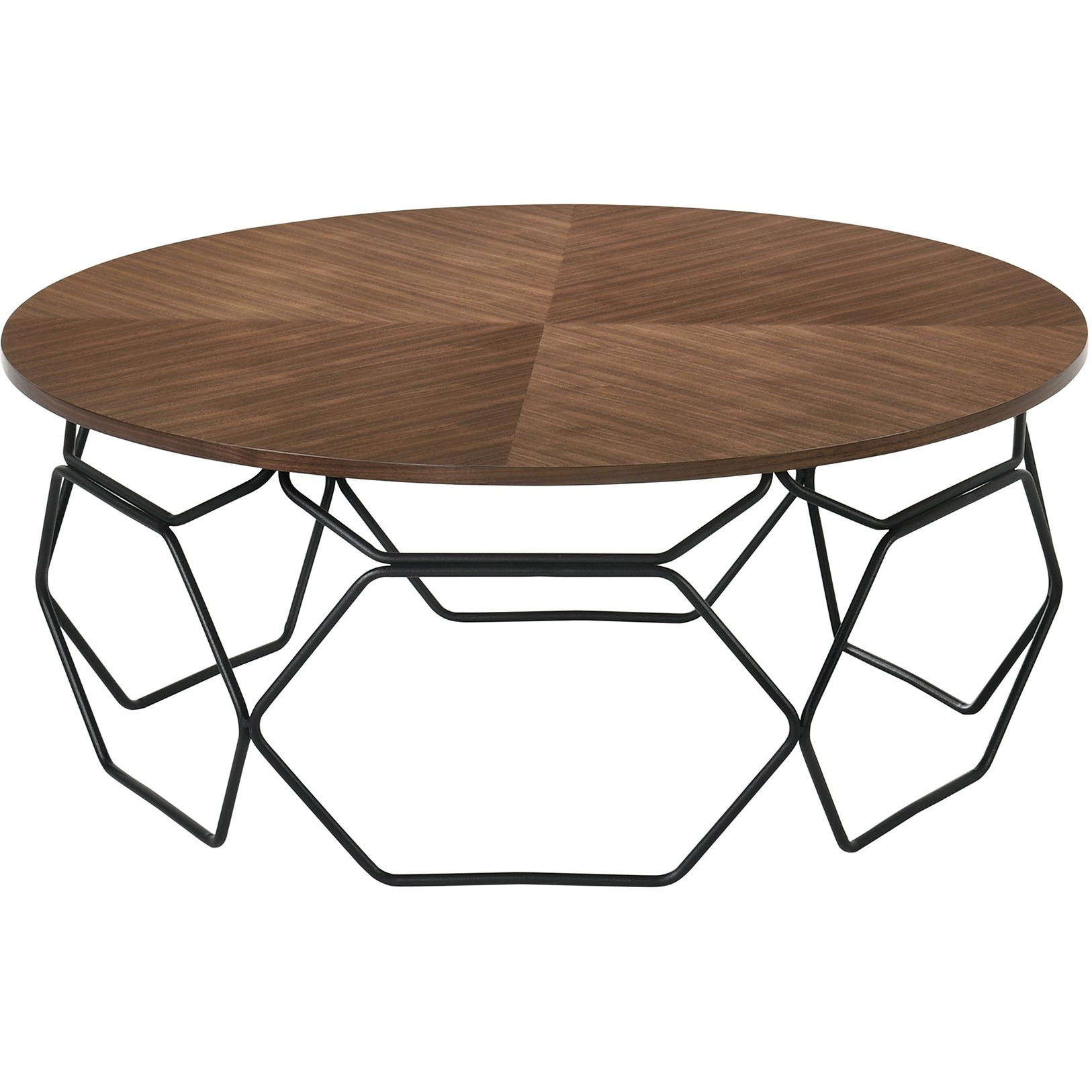 Cosmo Walnut Veneer Coffee Table with Black Metal Base