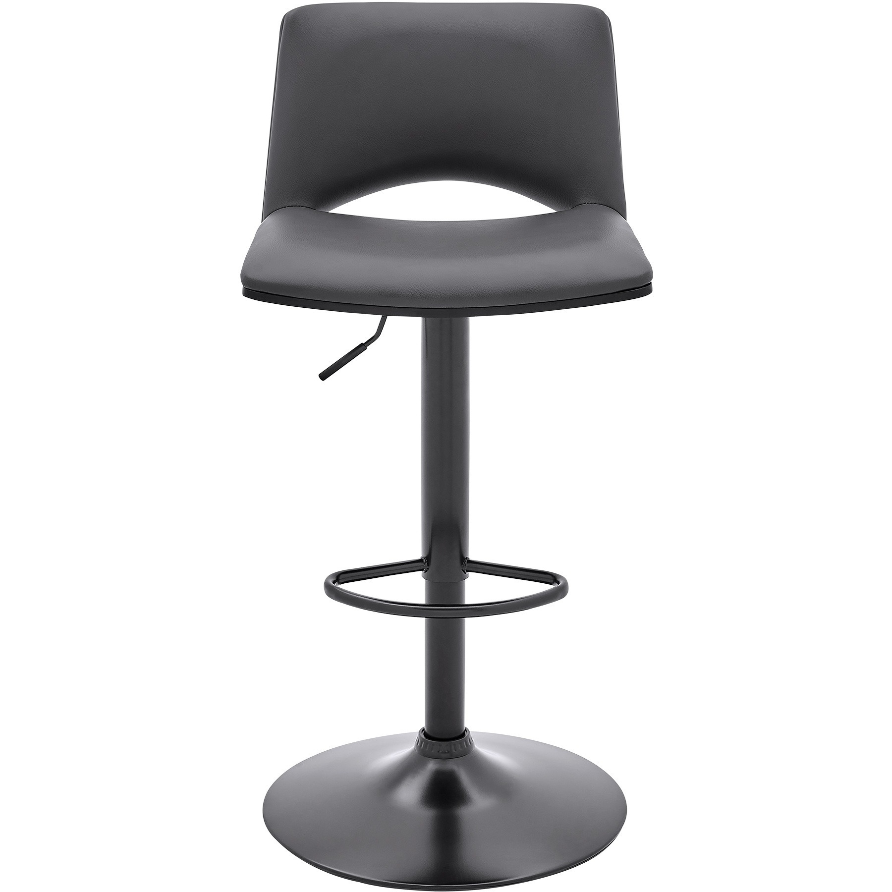 Thierry Adjustable Swivel Gray Faux Leather and Black Metal Bar Stool