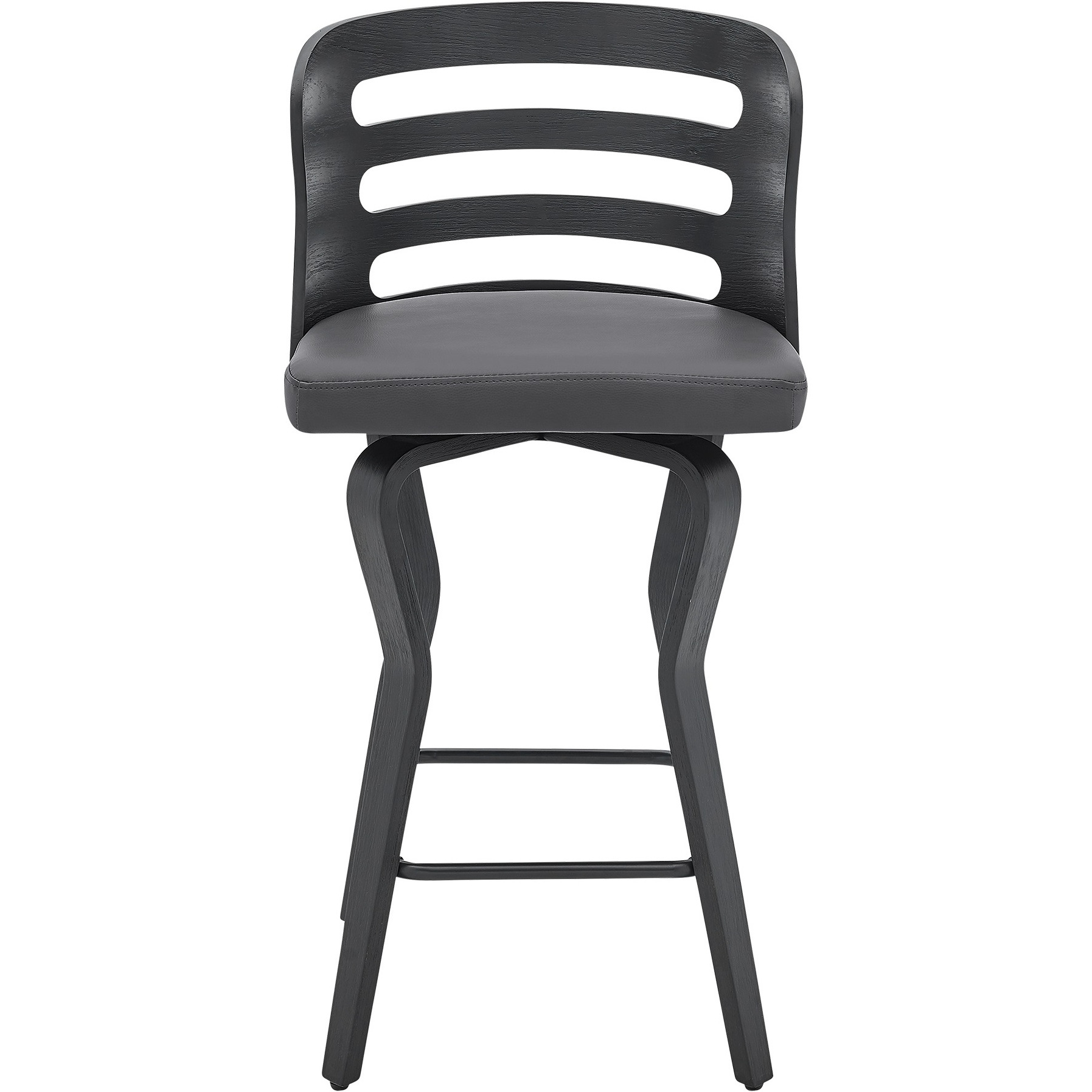 Verne 26" Swivel Gray Faux Leather and Black Wood Bar Stool