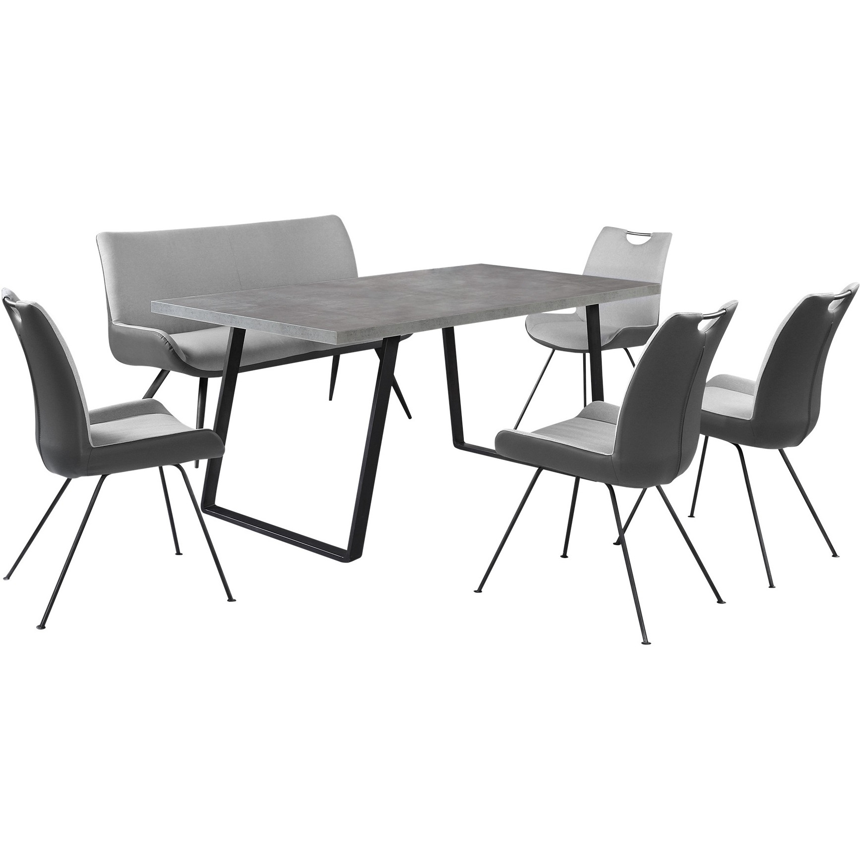Coronado 5 Piece Pewter Rectangular Dining Set