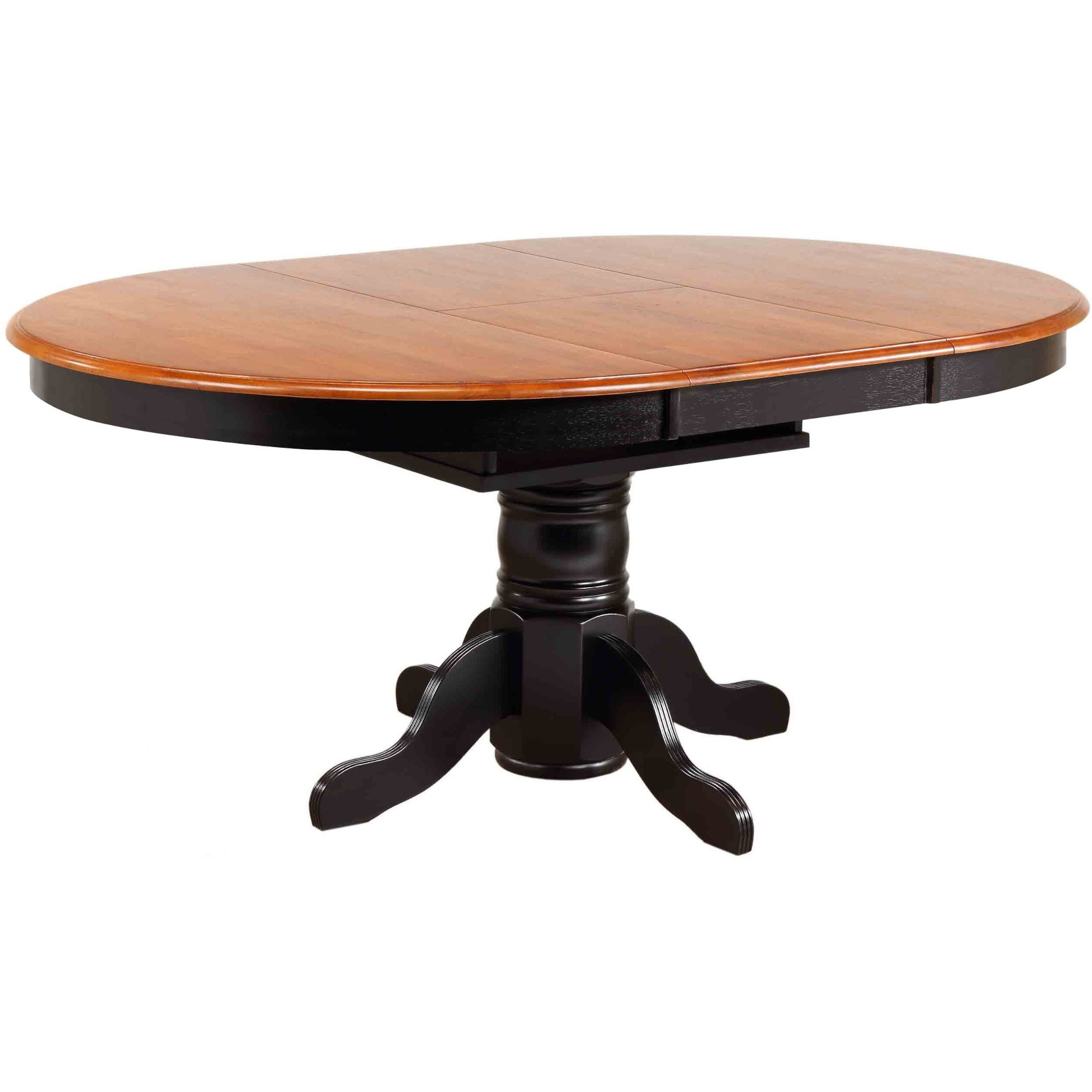 Sunset Trading Black Cherry Selections 66" Oval Pedestal Extendable Dining Table | Antique Black with Cherry Butterfly Top | Seats 8