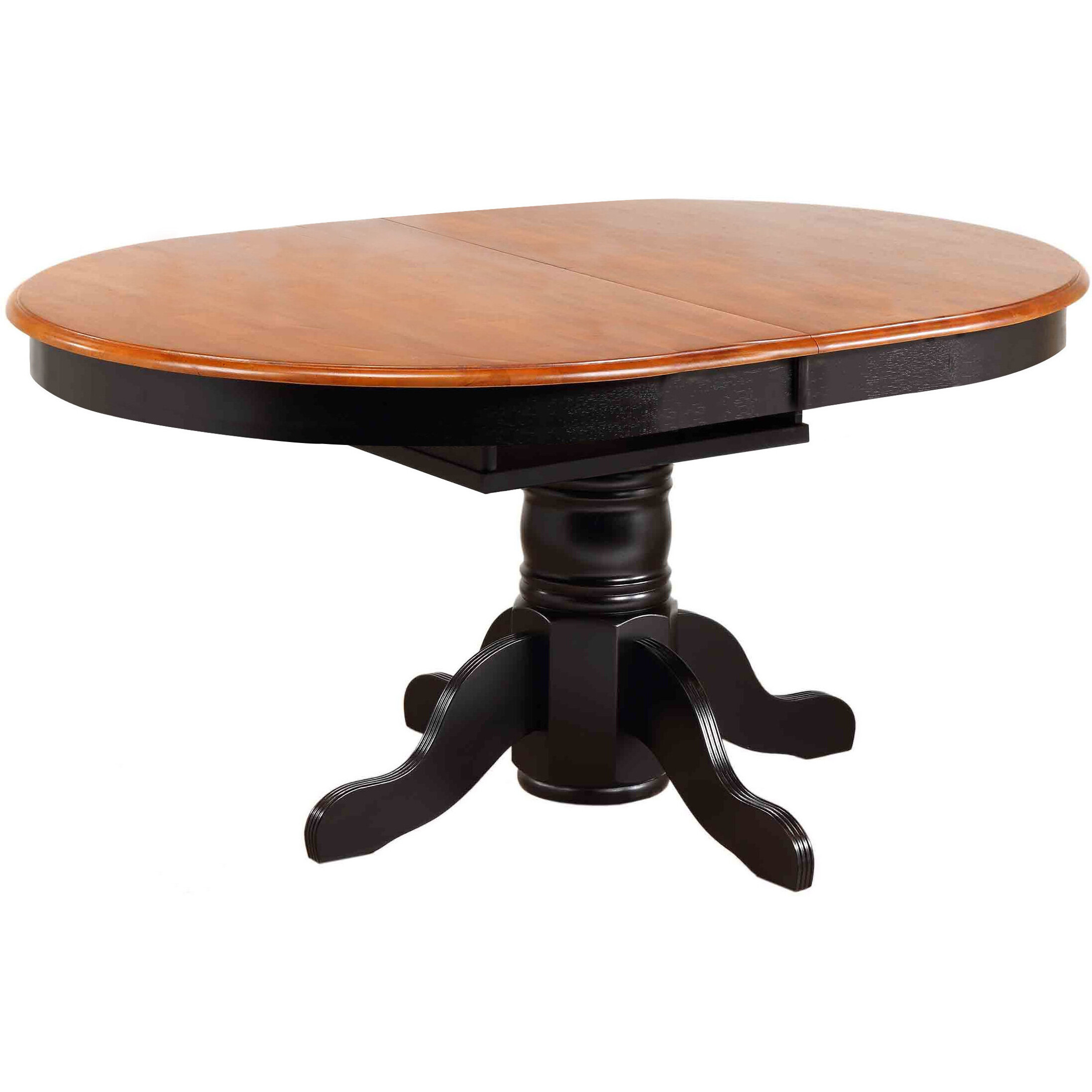Sunset Trading Black Cherry Selections 66" Oval Pedestal Extendable Dining Table | Antique Black with Cherry Butterfly Top | Seats 8