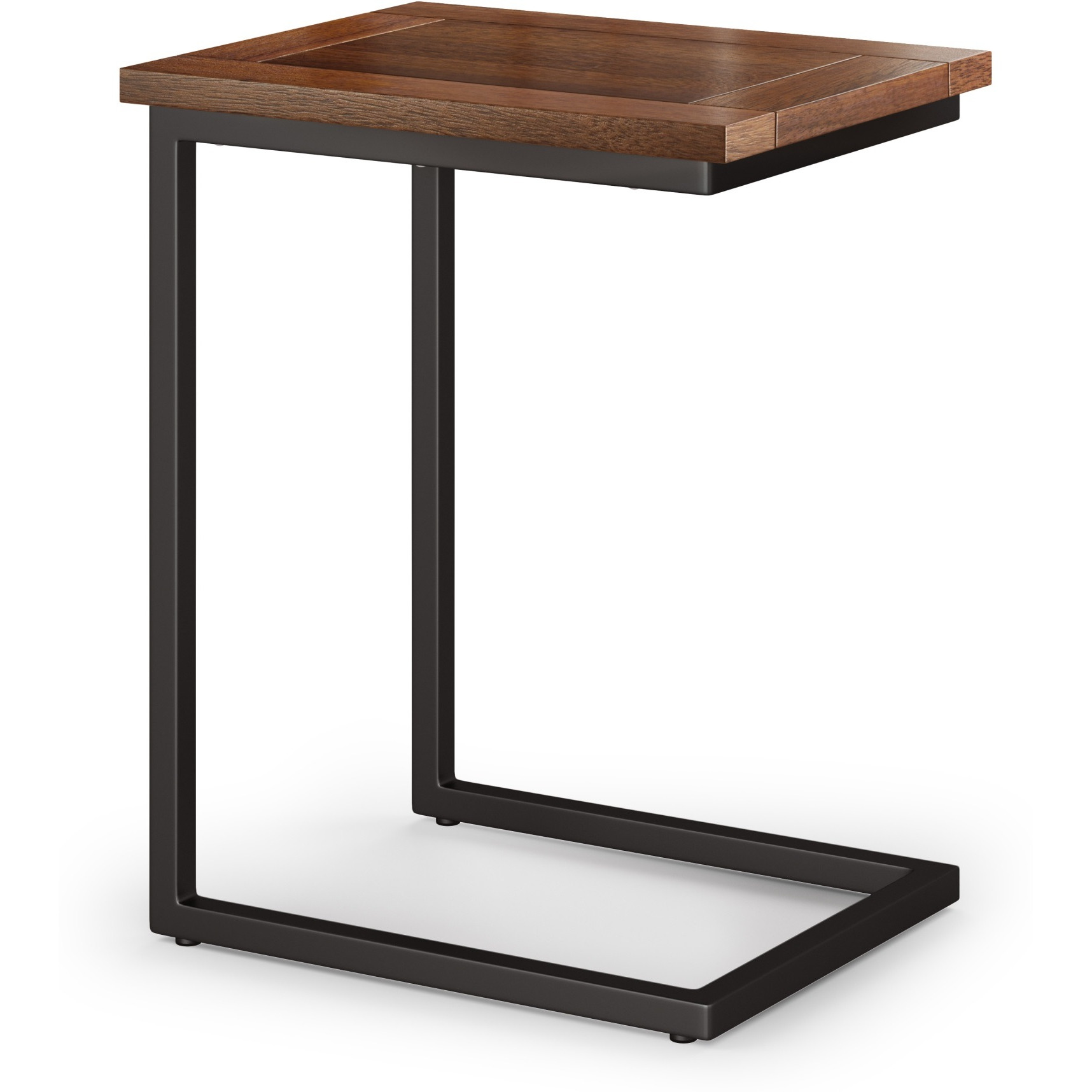 Skyler SOLID MANGO WOOD Wide C Side Table in Dark Cognac Brown