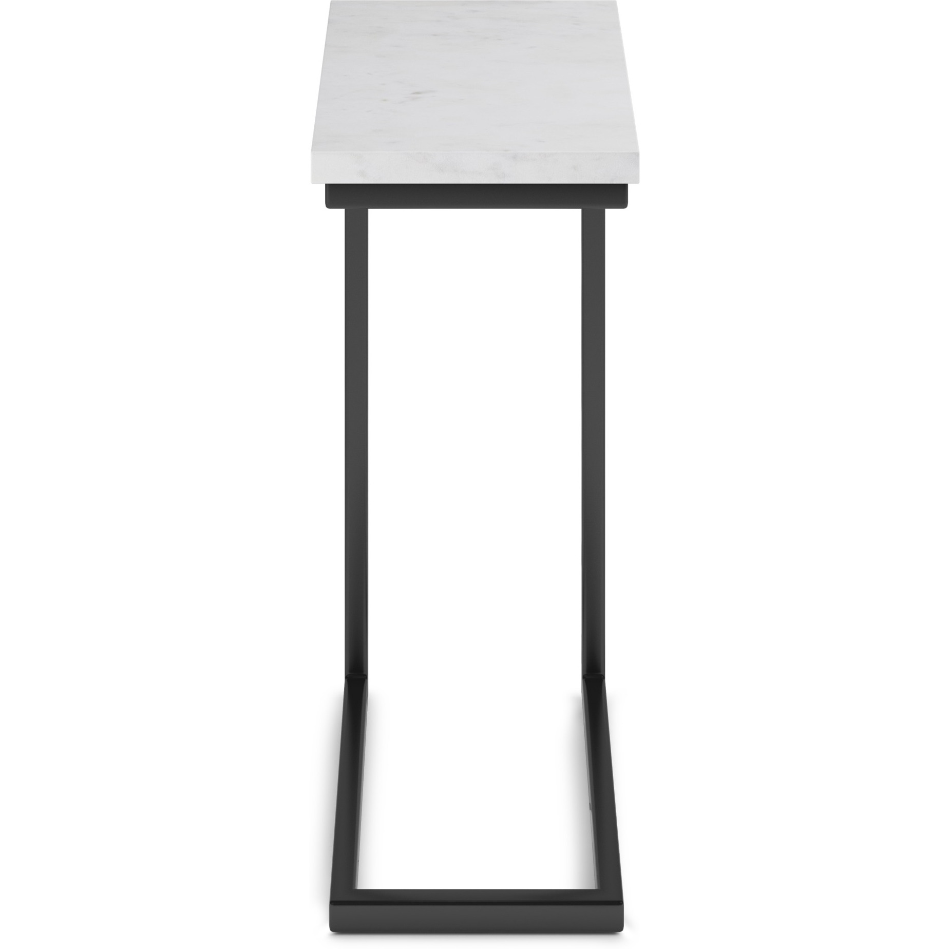 Skyler Industrial 18 inch Wide Metal C Side Table with Marble Top in White, Fully Assembled