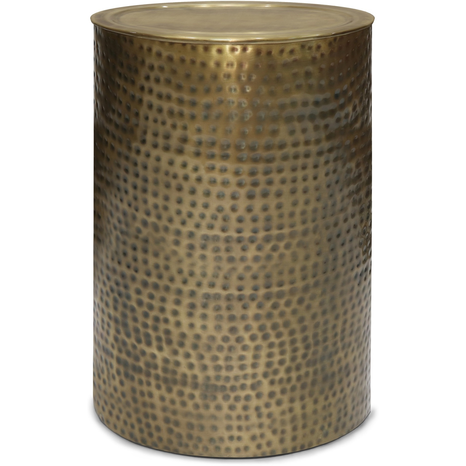 Corbin Industrial 16 inch Wide Metal Metal Side Table in Hammered Antique Gold, Fully Assembled