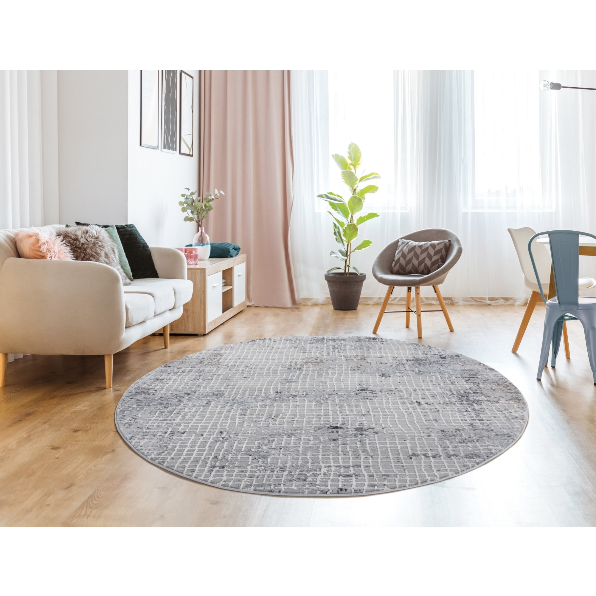 United Weavers Austin Devine Grey Round Rug 7'10" RD