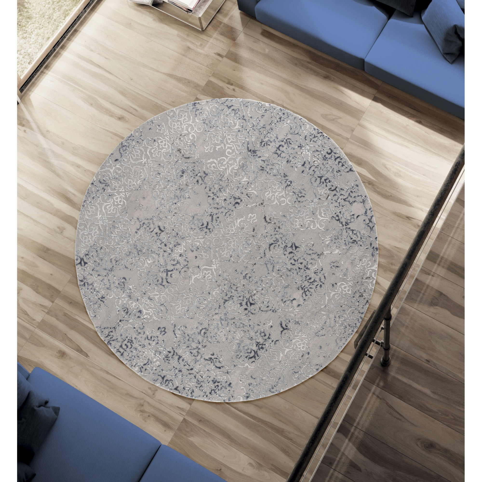 United Weavers Cascades Marblemount Blue Round Rug 7'10" RD