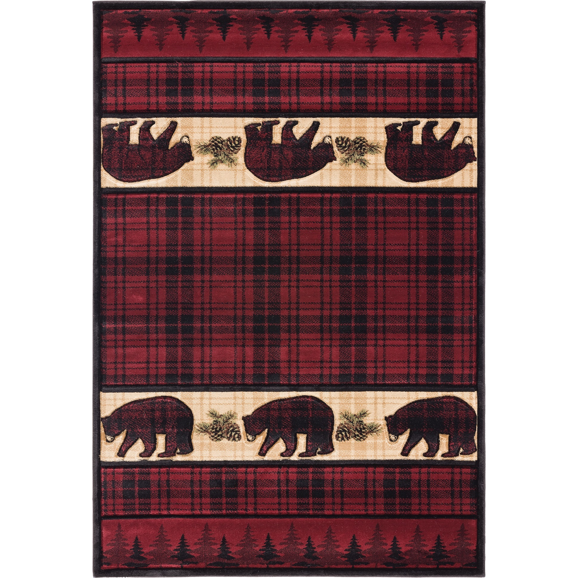 United Weavers Cottage Bear Stone Burgundy Accent Rug 1'10" x 2'8"