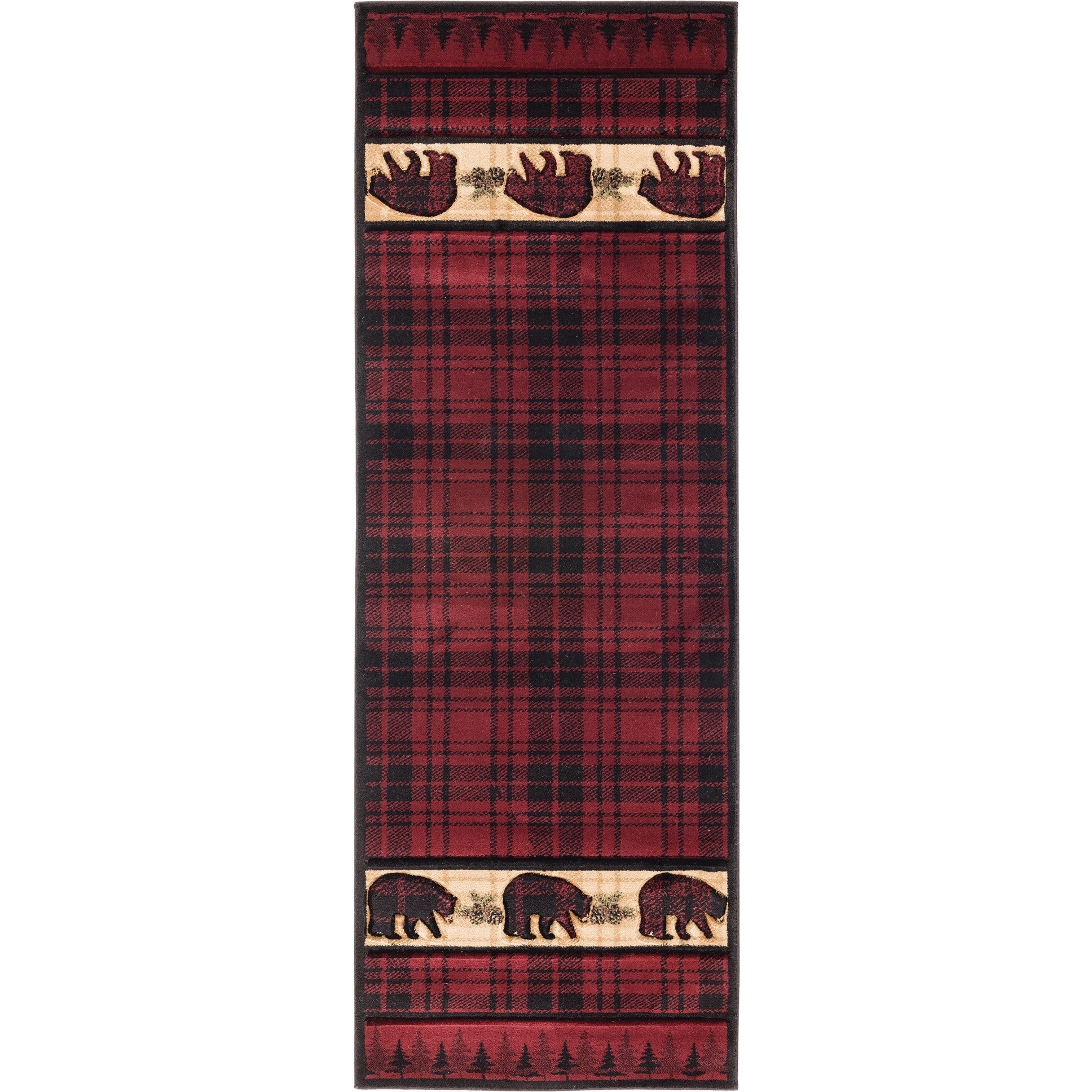United Weavers Cottage Bear Stone Burgundy Runner Rug 2'7" x 7'4"