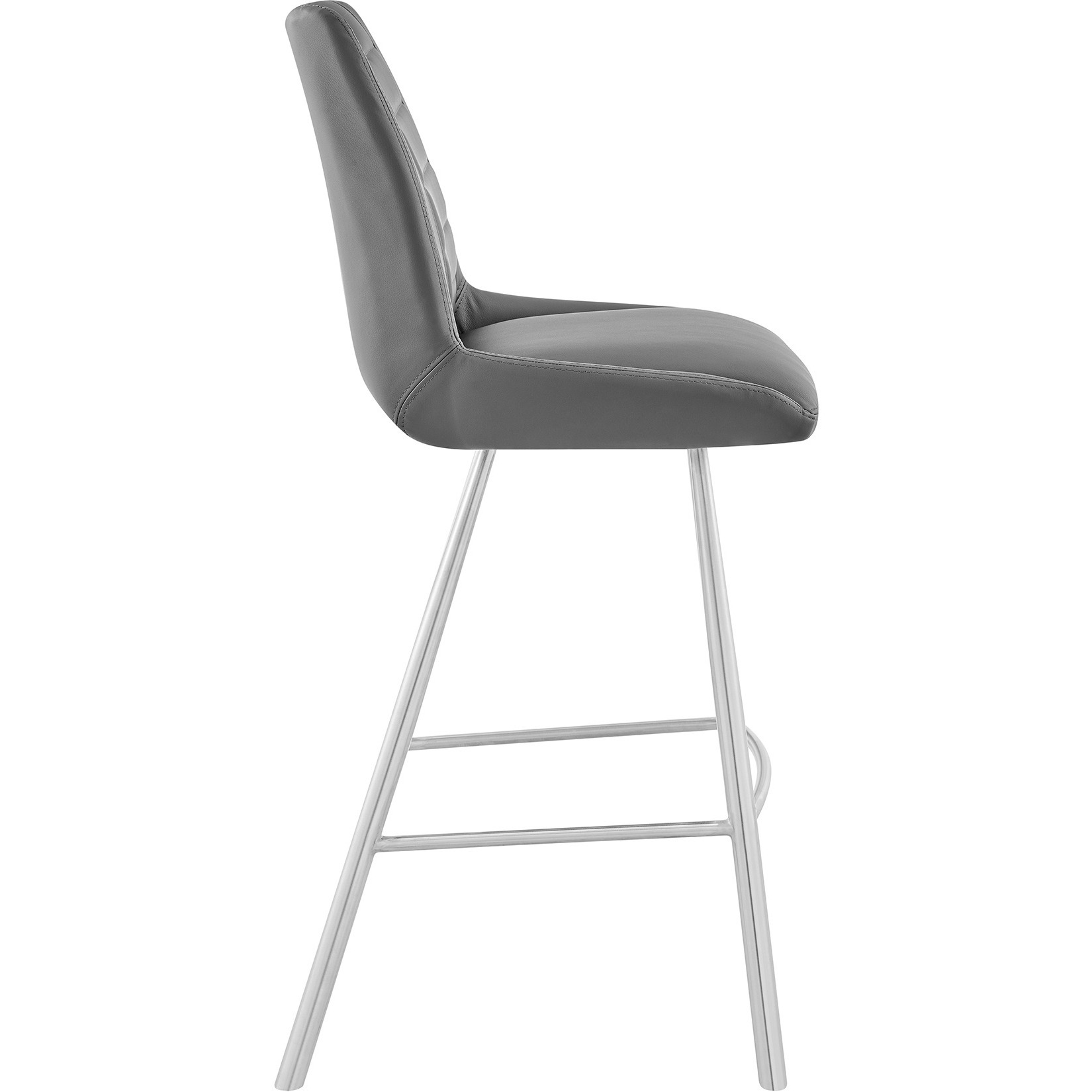 Arizona 30" Bar Height Bar Stool in Charcoal Faux Leather and Brushed Stainless Steel Finish