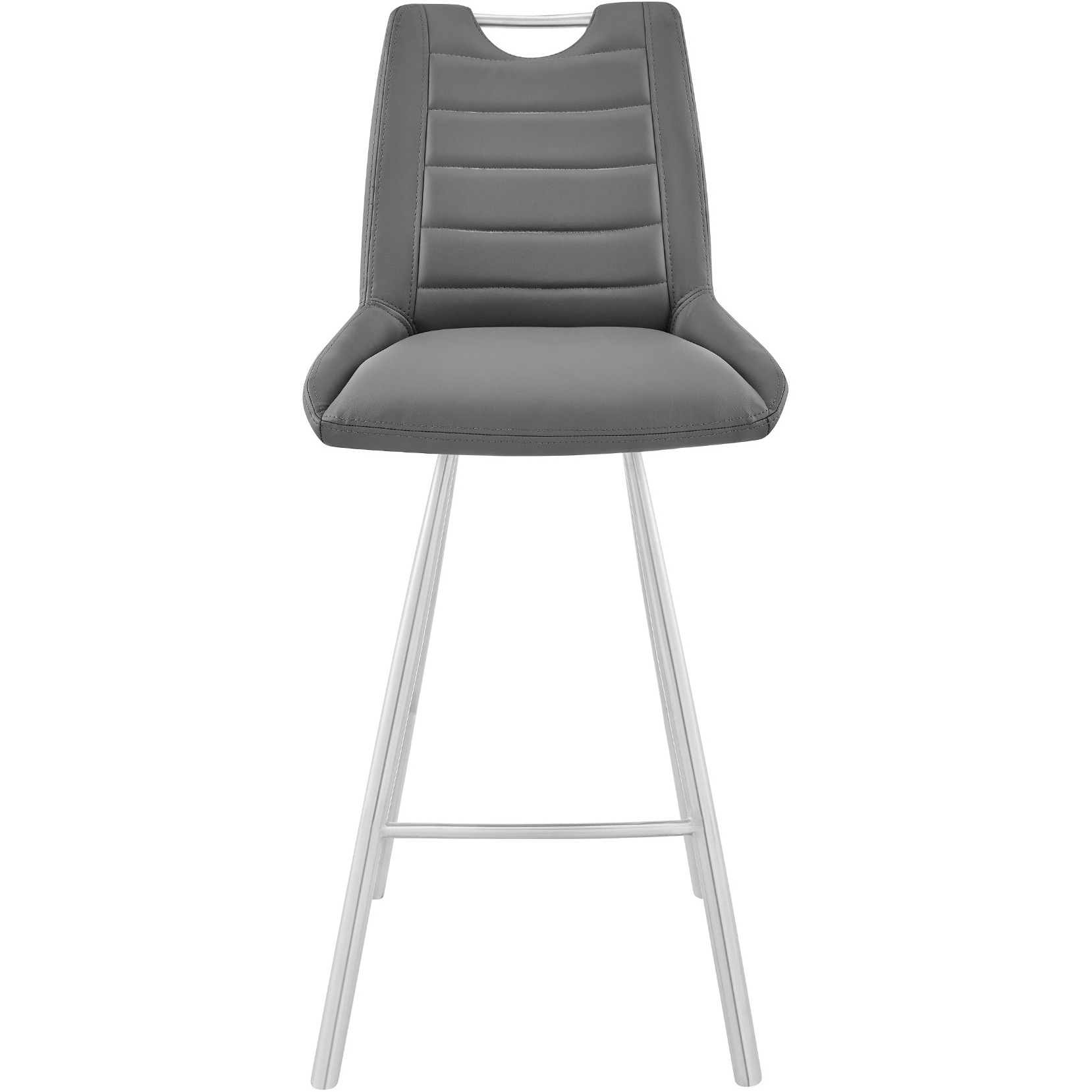 Arizona 30" Bar Height Bar Stool in Charcoal Faux Leather and Brushed Stainless Steel Finish