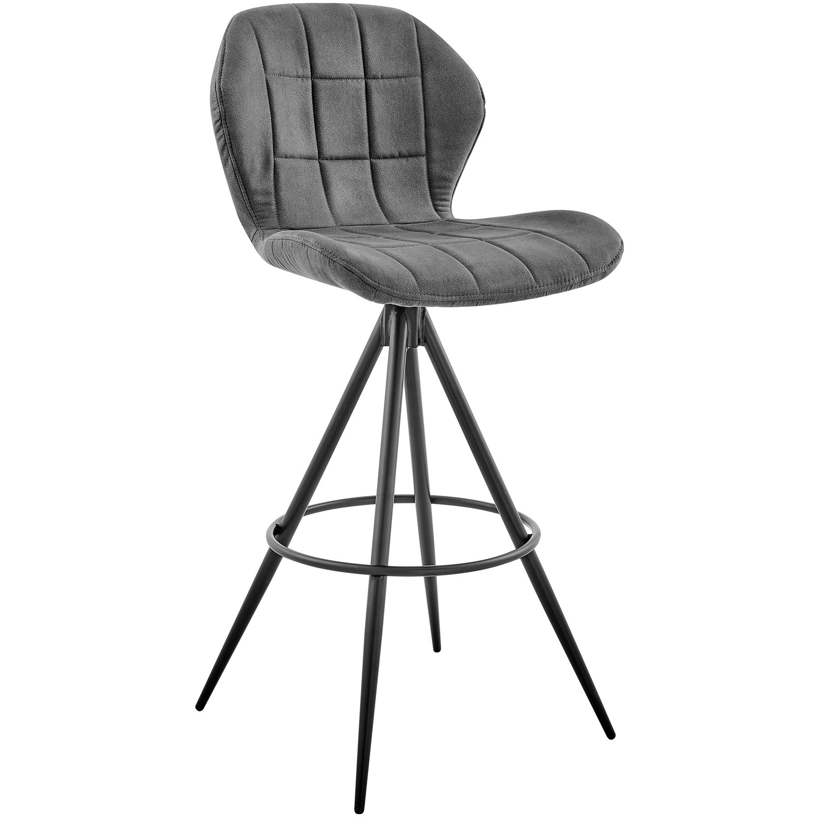 Catalina 30" Bar Height Bar Stool in Charcoal Fabric and Balck Finish
