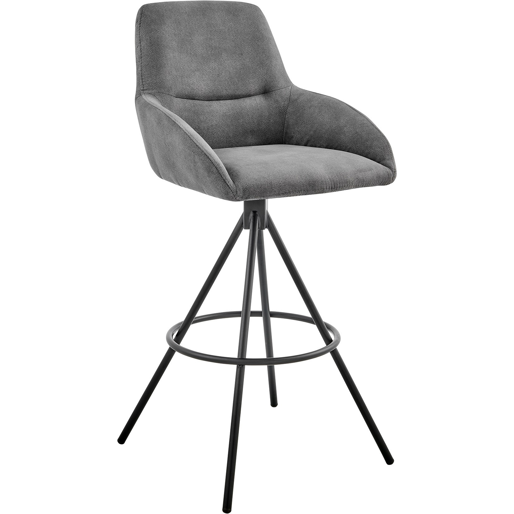 Odessa 30" Bar Height Bar Stool in Charcoal Fabric and Black Finish