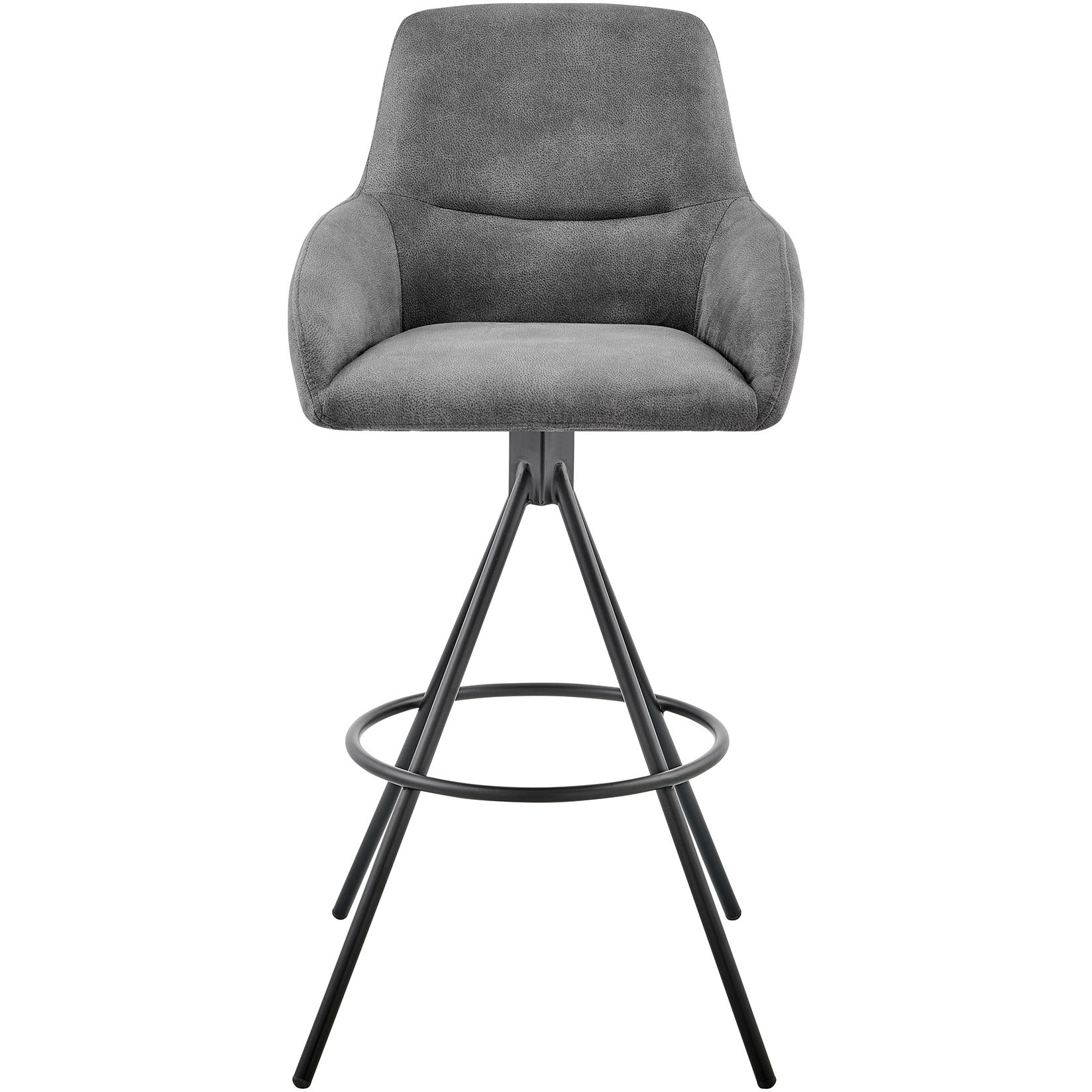 Odessa 30" Bar Height Bar Stool in Charcoal Fabric and Black Finish