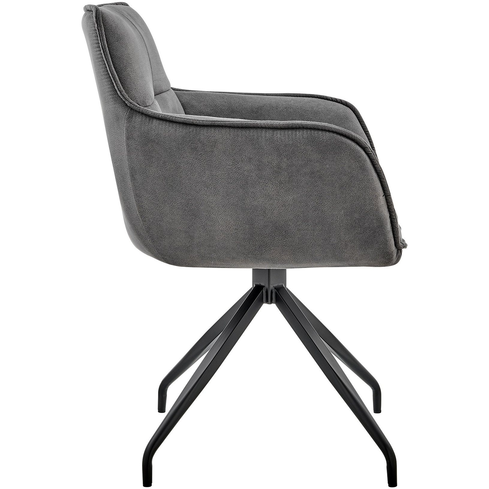 Noah Dining Room Accent Chair in Charcoal Fabric and Brushed Stainless Steel Finish