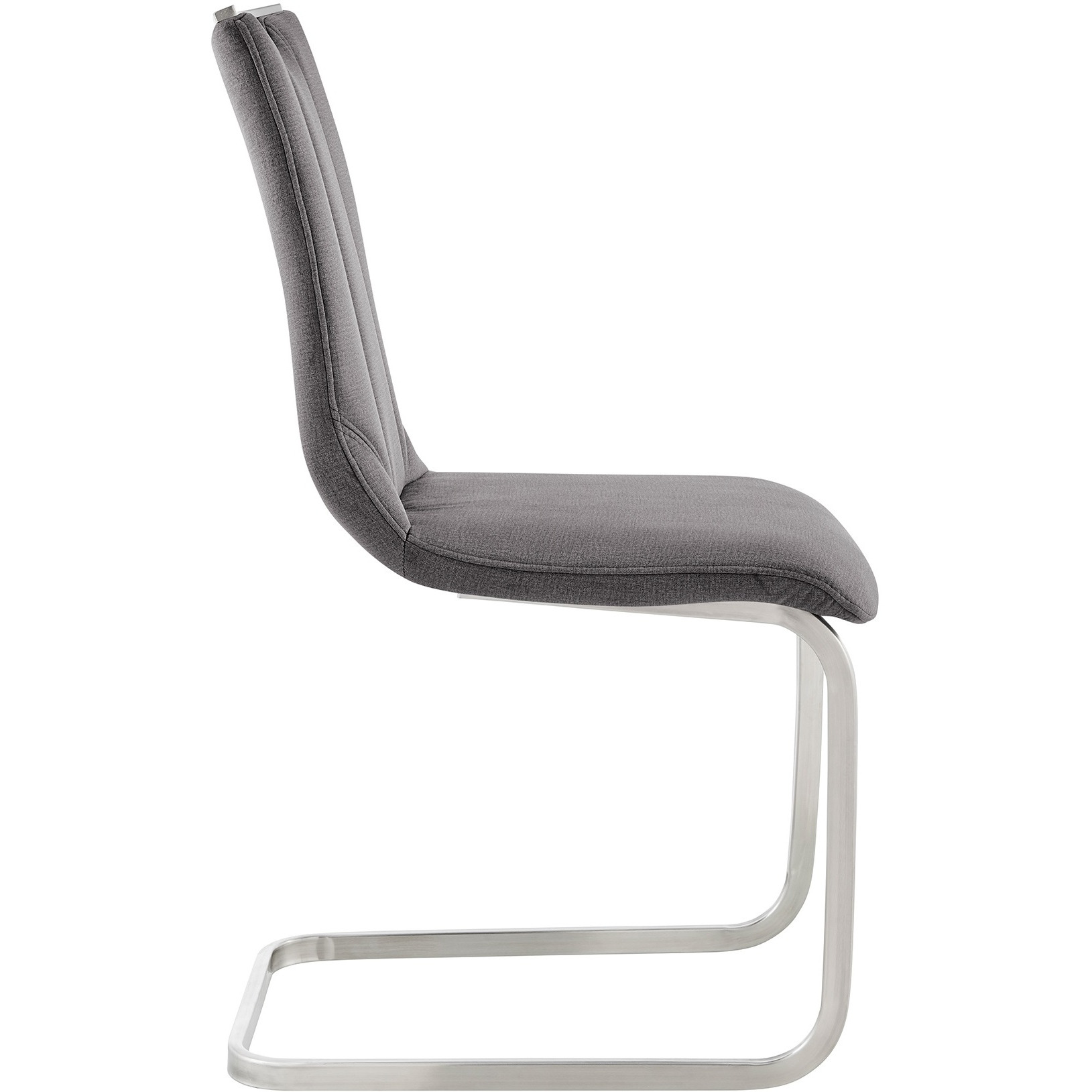 Pacific Dining Room Accent Chair in Grey Fabric and Brushed Stainless Steel Finish - Set of 2