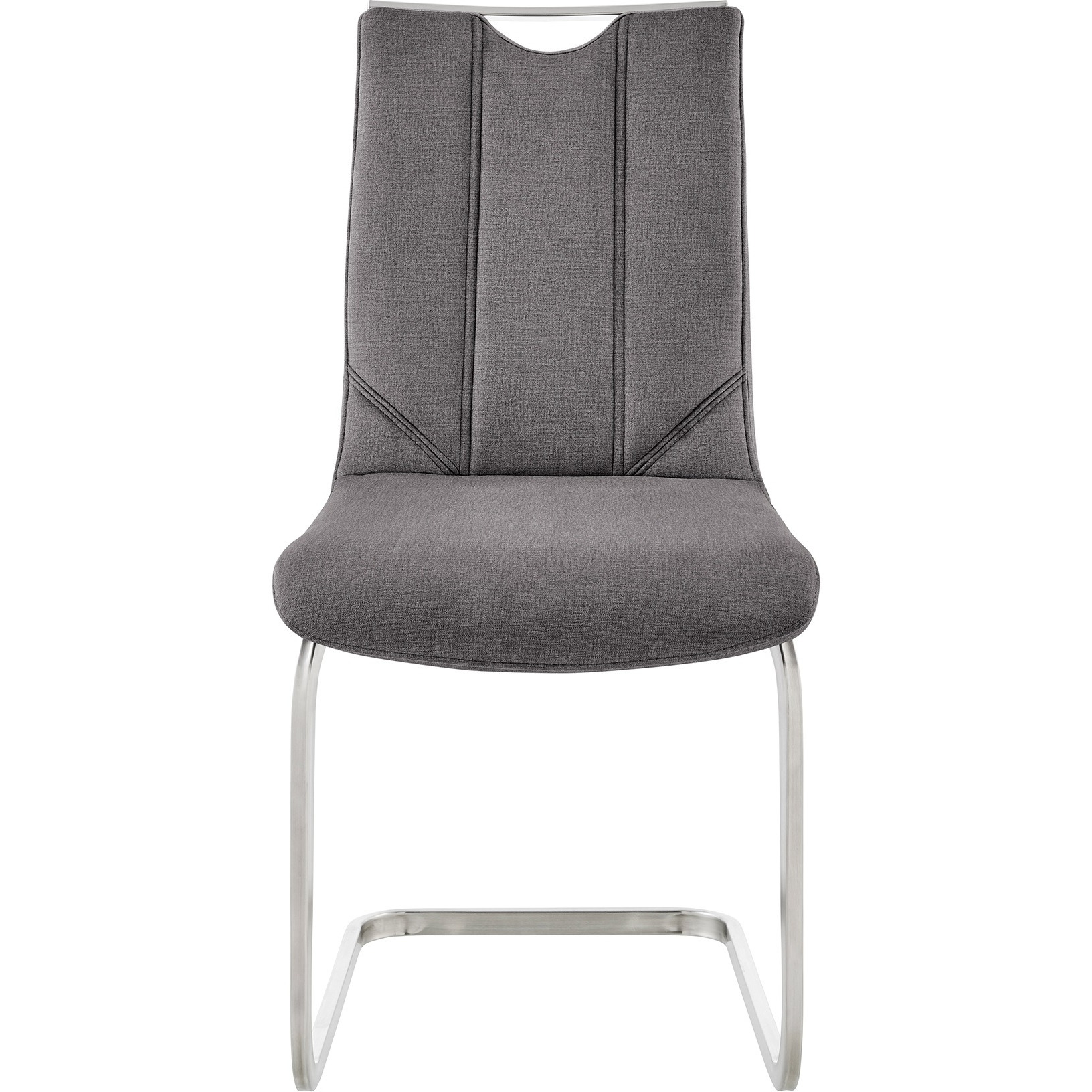 Pacific Dining Room Accent Chair in Grey Fabric and Brushed Stainless Steel Finish - Set of 2