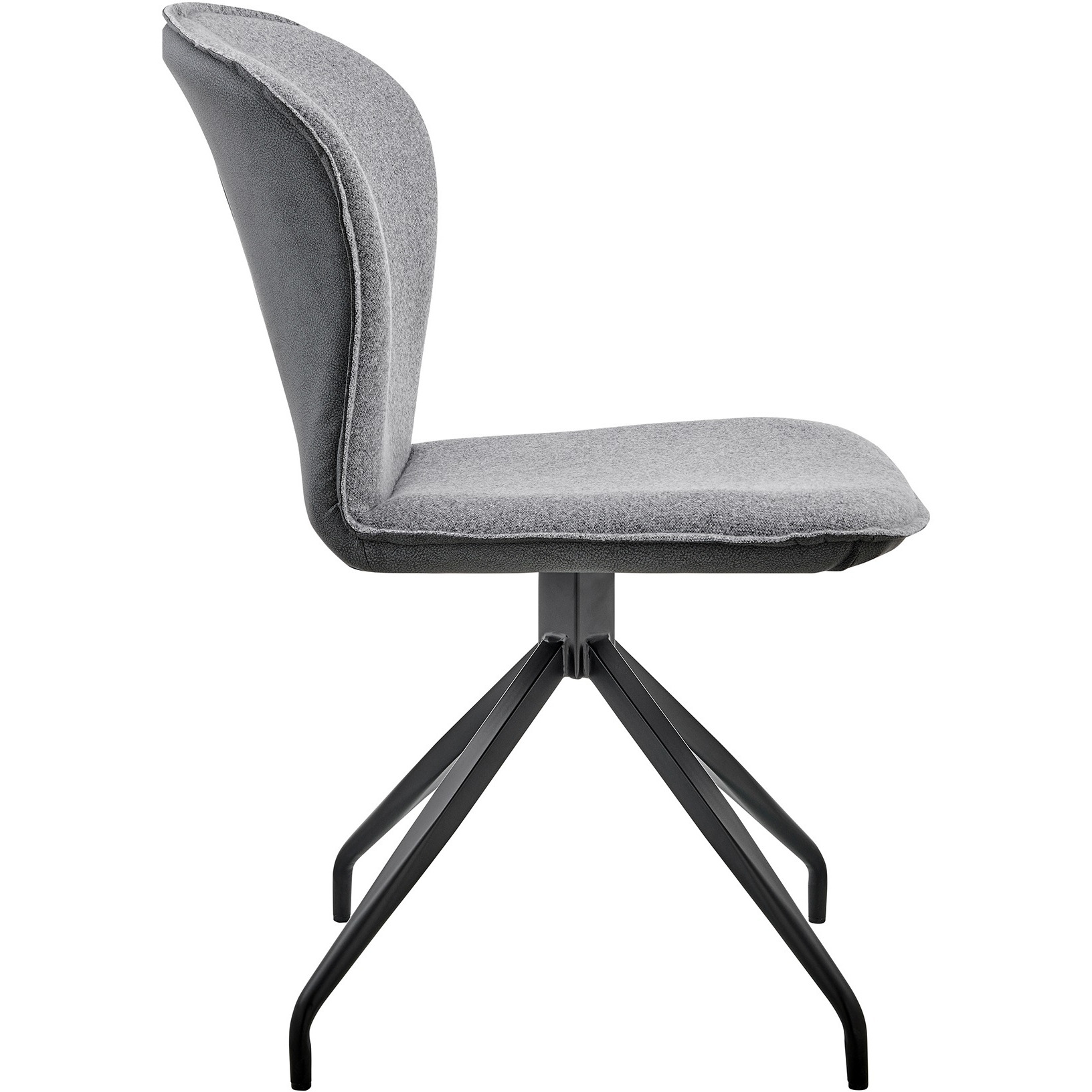 Petrie Dining Room Accent Chair in Grey Fabric and Black Finish - Set of 2