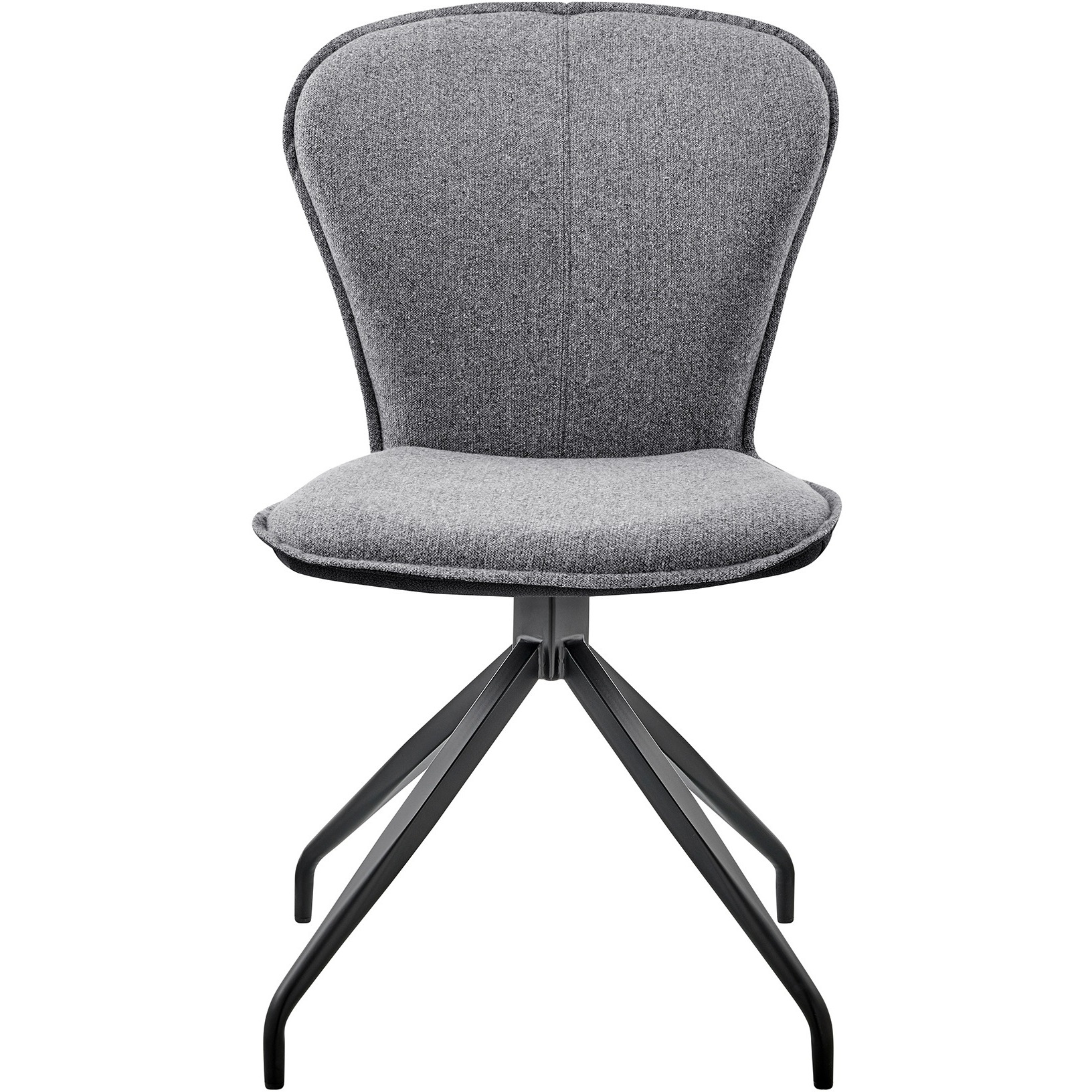 Petrie Dining Room Accent Chair in Grey Fabric and Black Finish - Set of 2