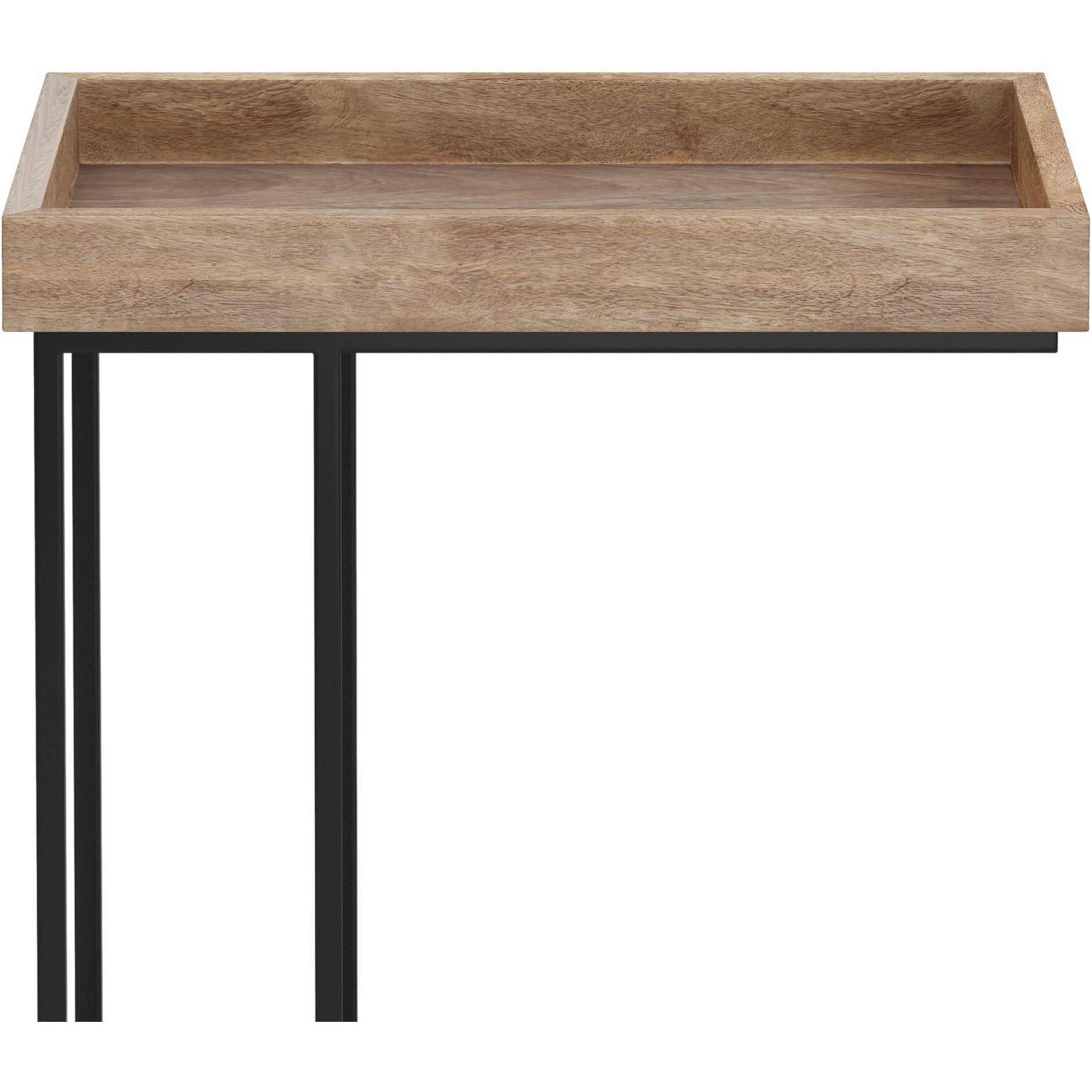 Gallagher SOLID MANGO WOOD and Metal 18 inch Wide Rectangle Industrial C Side Table in Natural, Fully Assembled