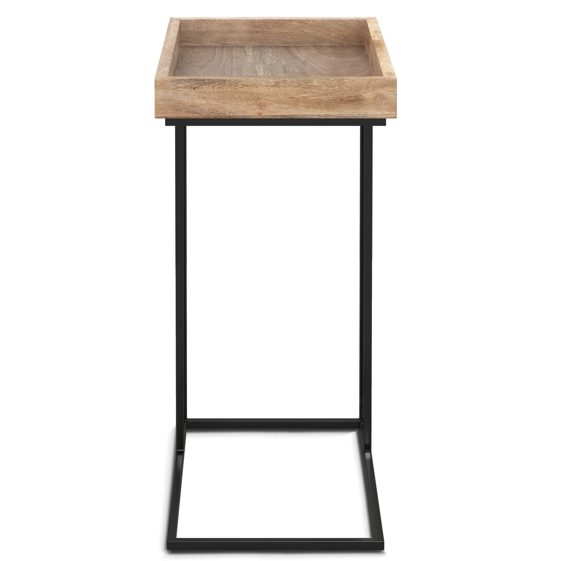 Gallagher SOLID MANGO WOOD and Metal 18 inch Wide Rectangle Industrial C Side Table in Natural, Fully Assembled