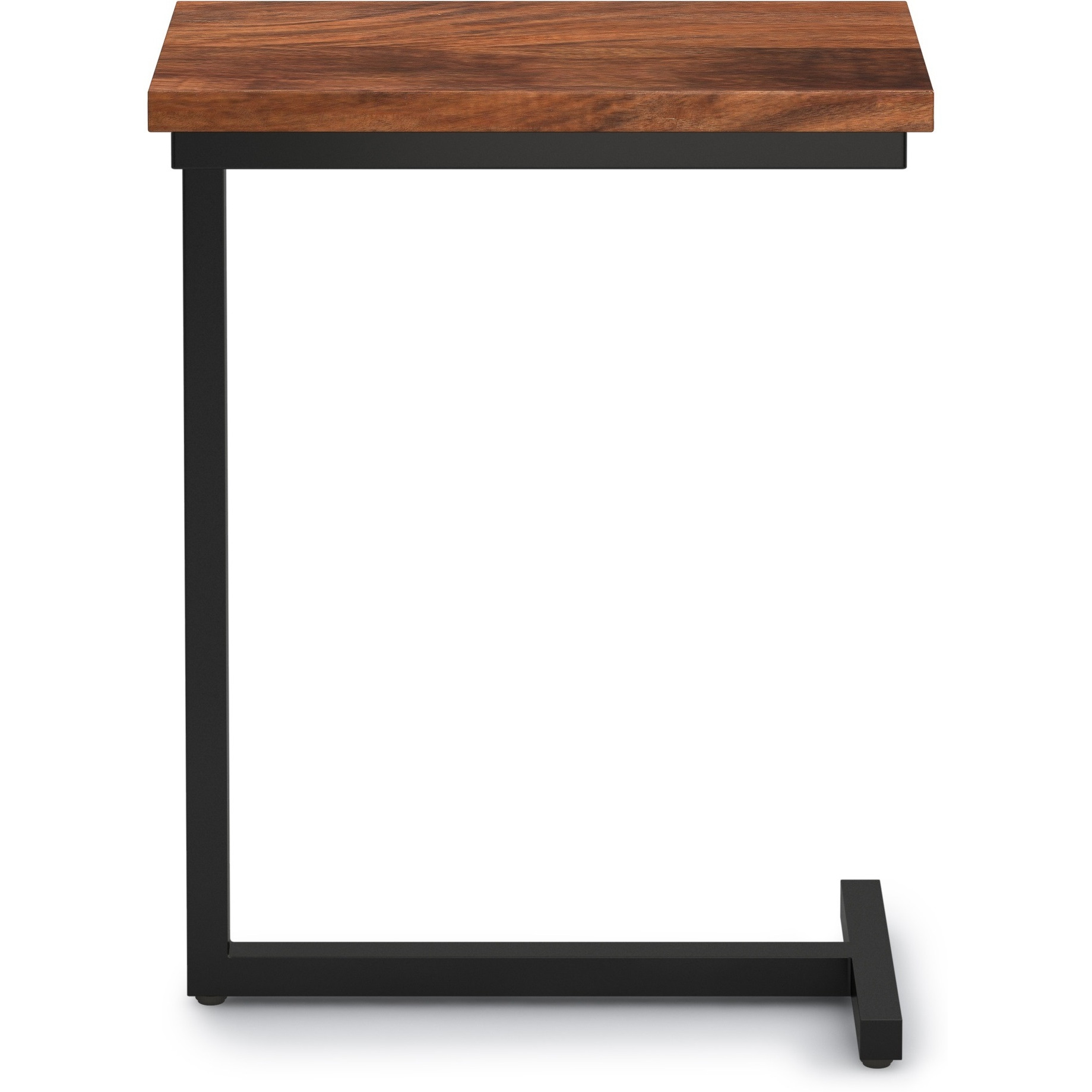 Gowen SOLID MANGO WOOD and Metal 18 inch Wide Rectangle Industrial C Side Table in Dark Cognac Brown, Fully Assembled