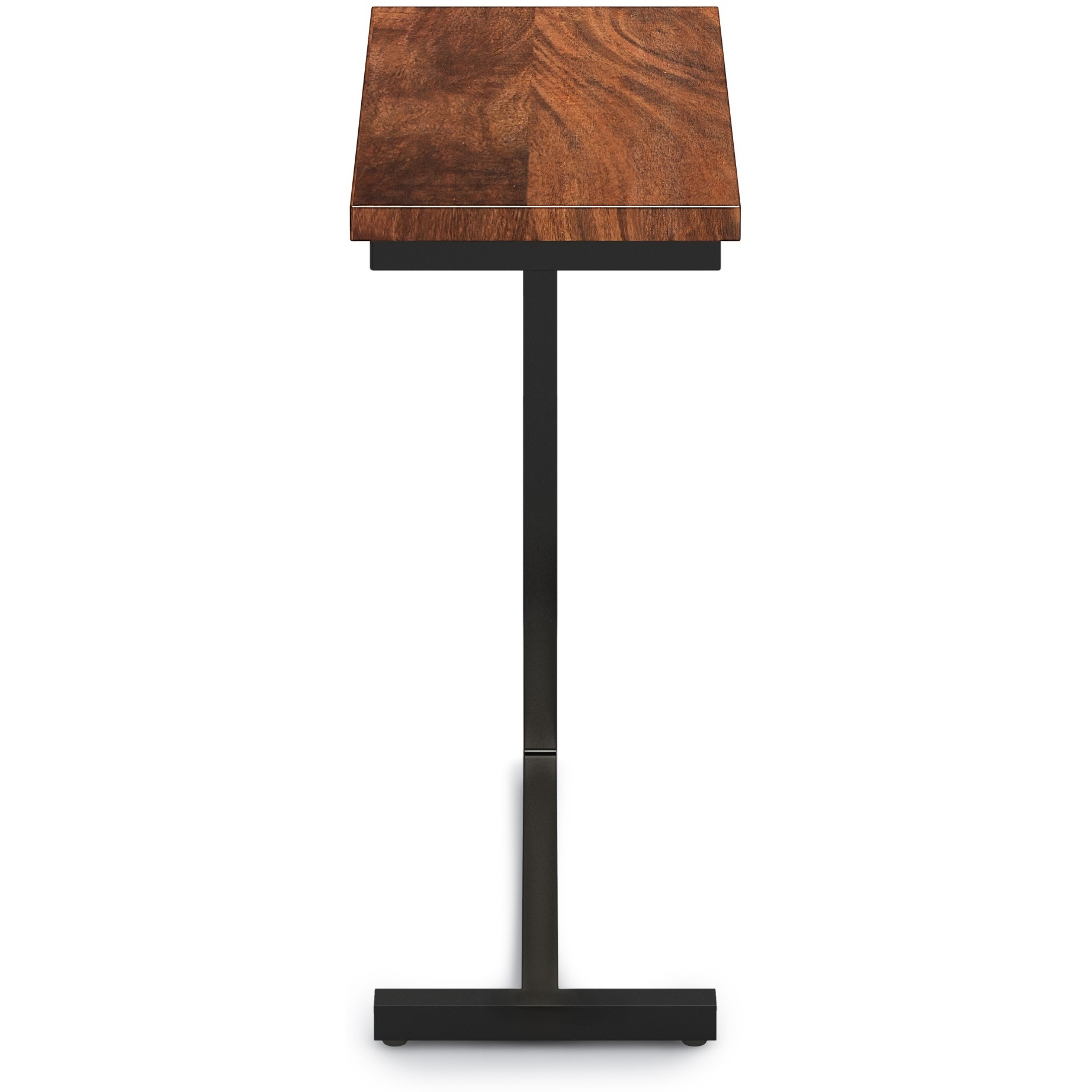 Gowen SOLID MANGO WOOD and Metal 18 inch Wide Rectangle Industrial C Side Table in Dark Cognac Brown, Fully Assembled