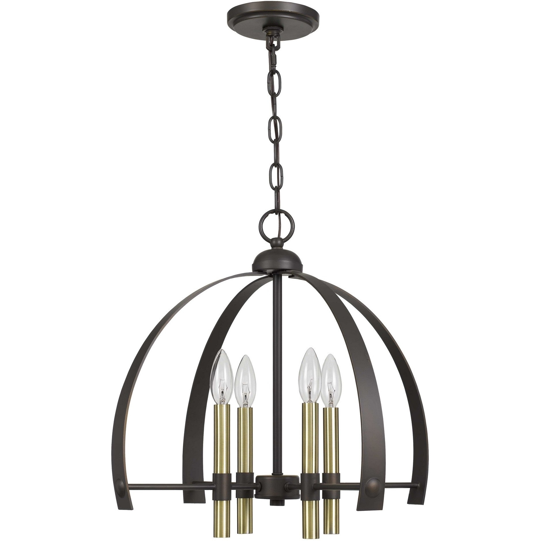 Metal Chandelier with 4 Candelabra Holders, Black and Gold
