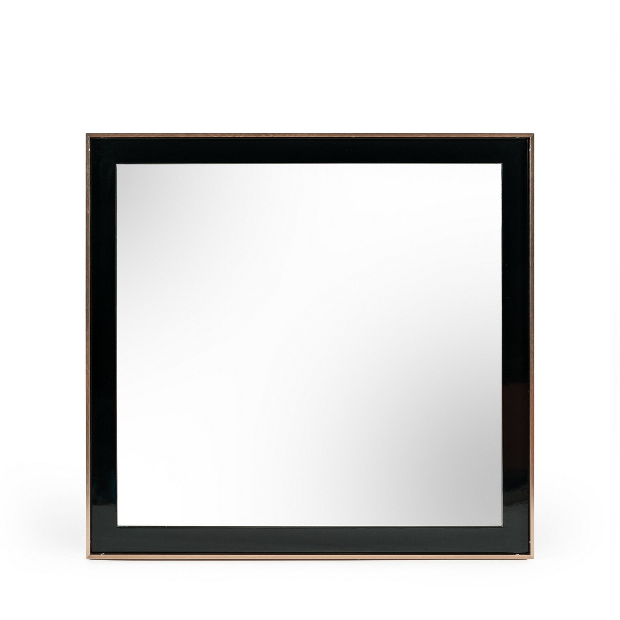 Dual Tone Stainless Steel Frame Wall Mirror, Black and Gold