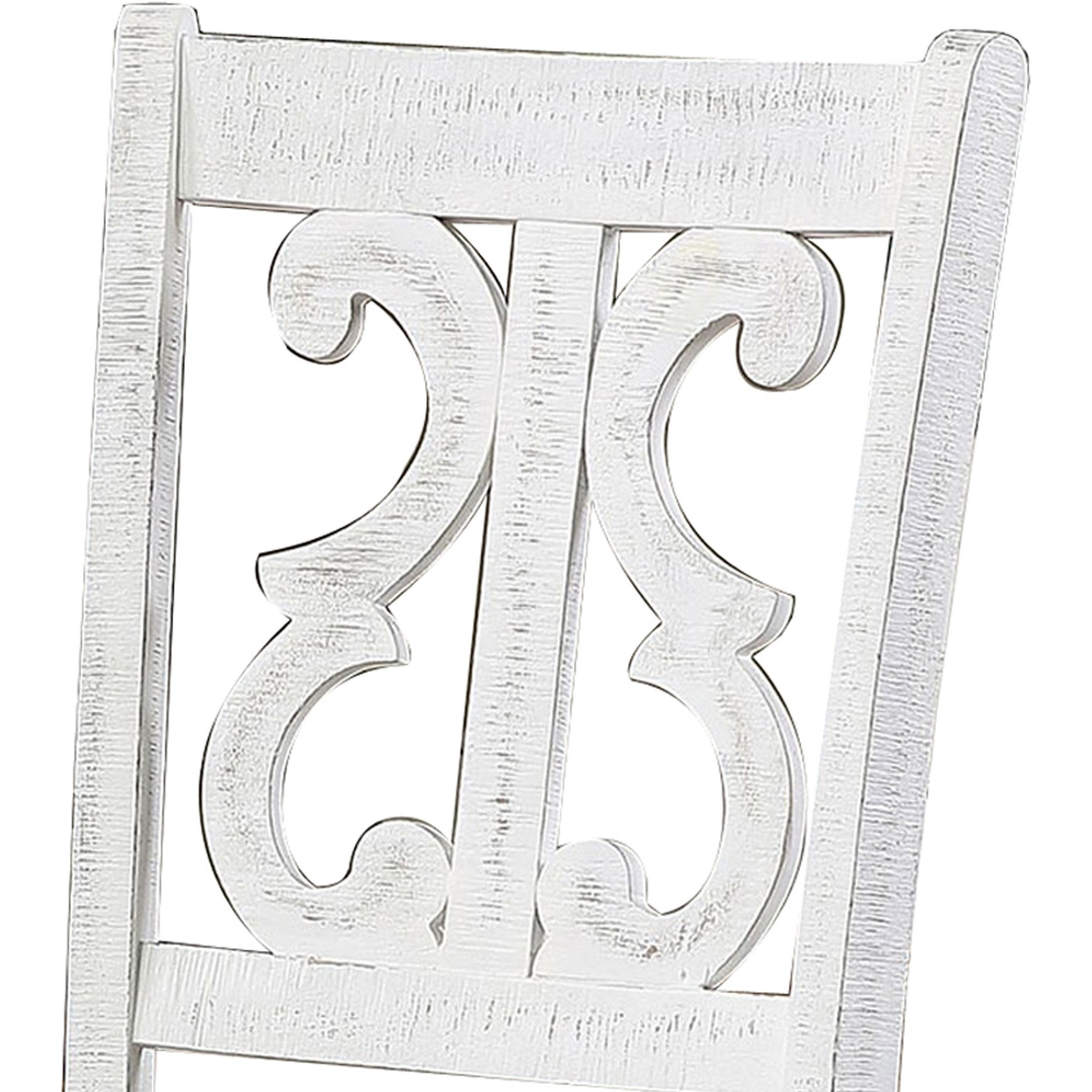Open Scroll Back Wooden Side Chair with Padded Seat, Set of 2, White