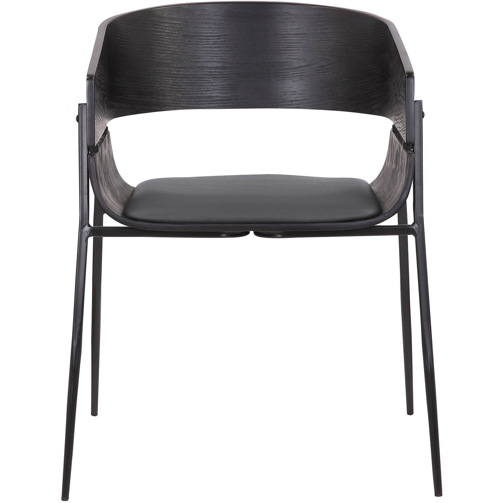 18.5 Inches Round Back Leatherette Dining Chair, Set of 2, Black