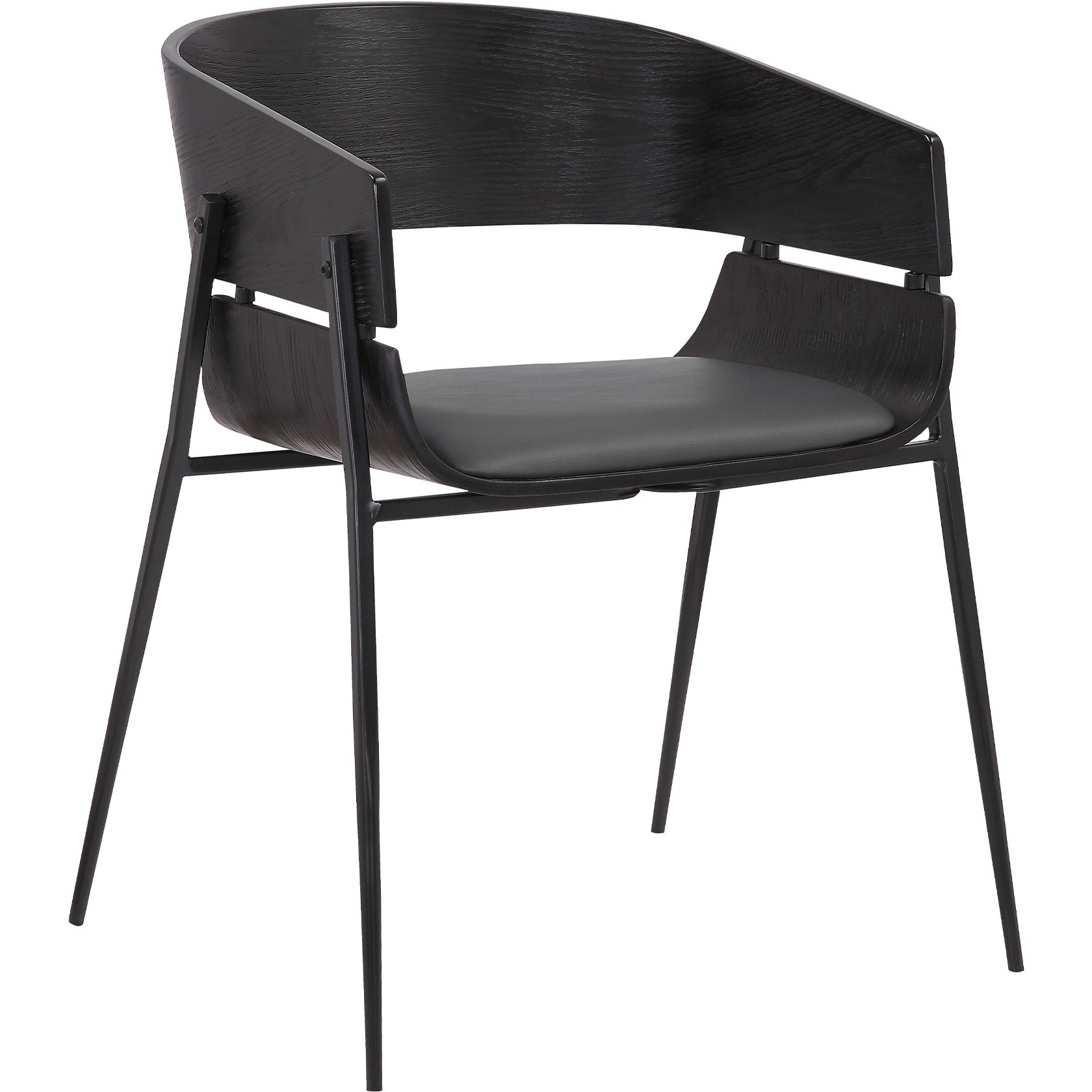 18.5 Inches Round Back Leatherette Dining Chair, Set of 2, Black