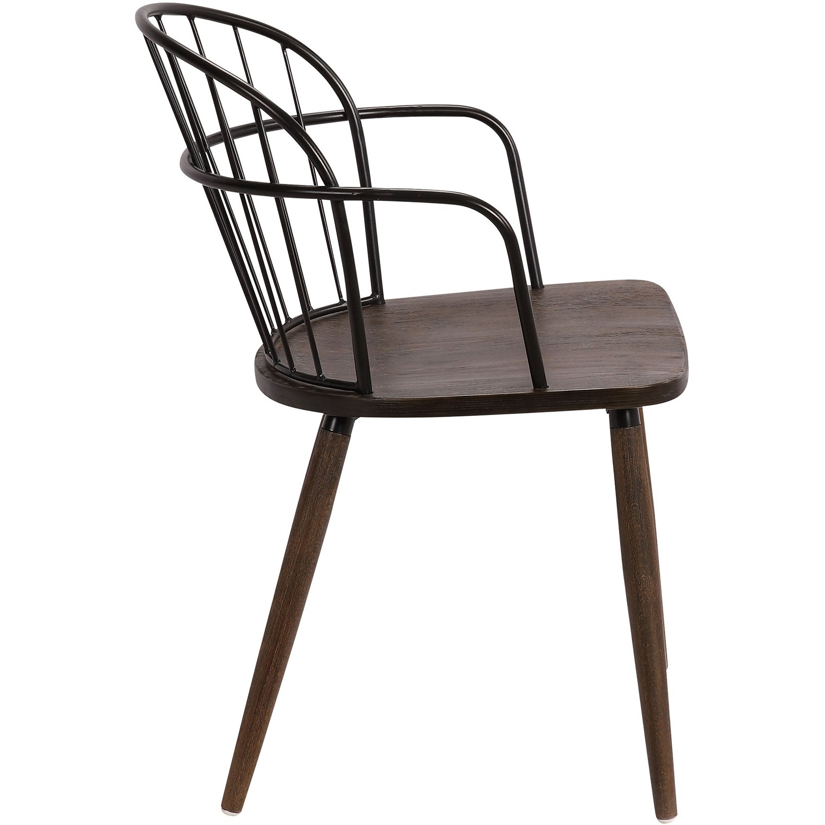 Metal Frame Side Chair with Open Backrest, Black and Brown