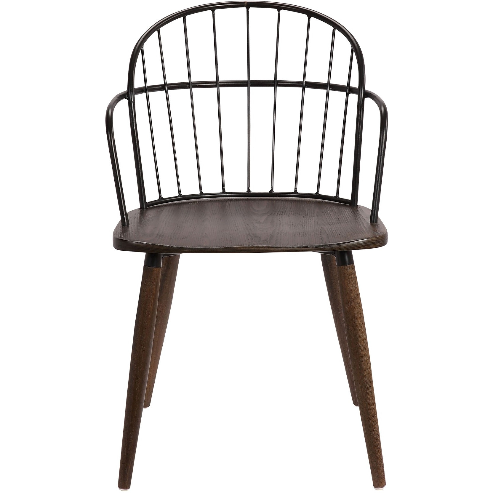 Metal Frame Side Chair with Open Backrest, Black and Brown