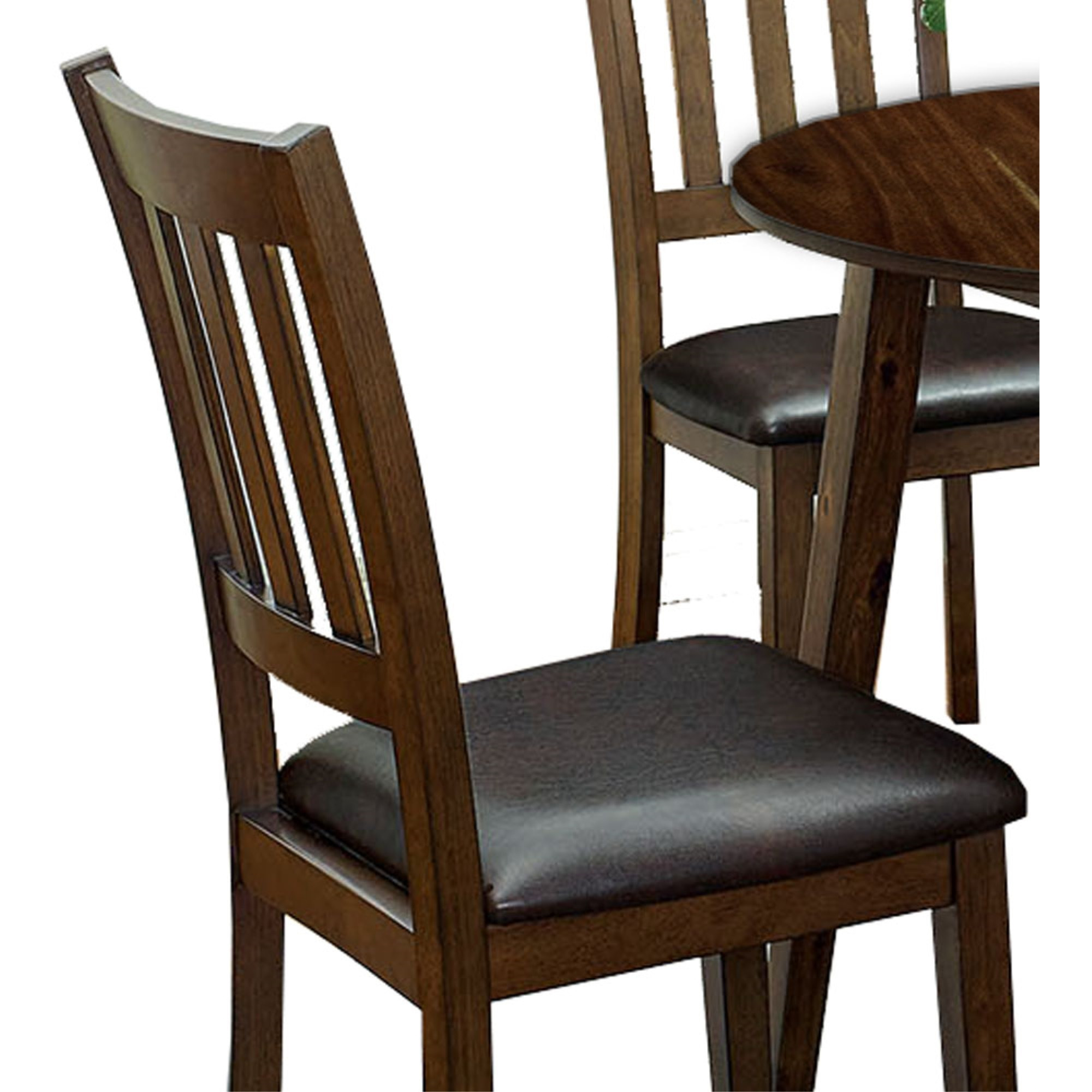 Wooden Dining Table with Ladder Back Style Chairs, Set of 5, Brown