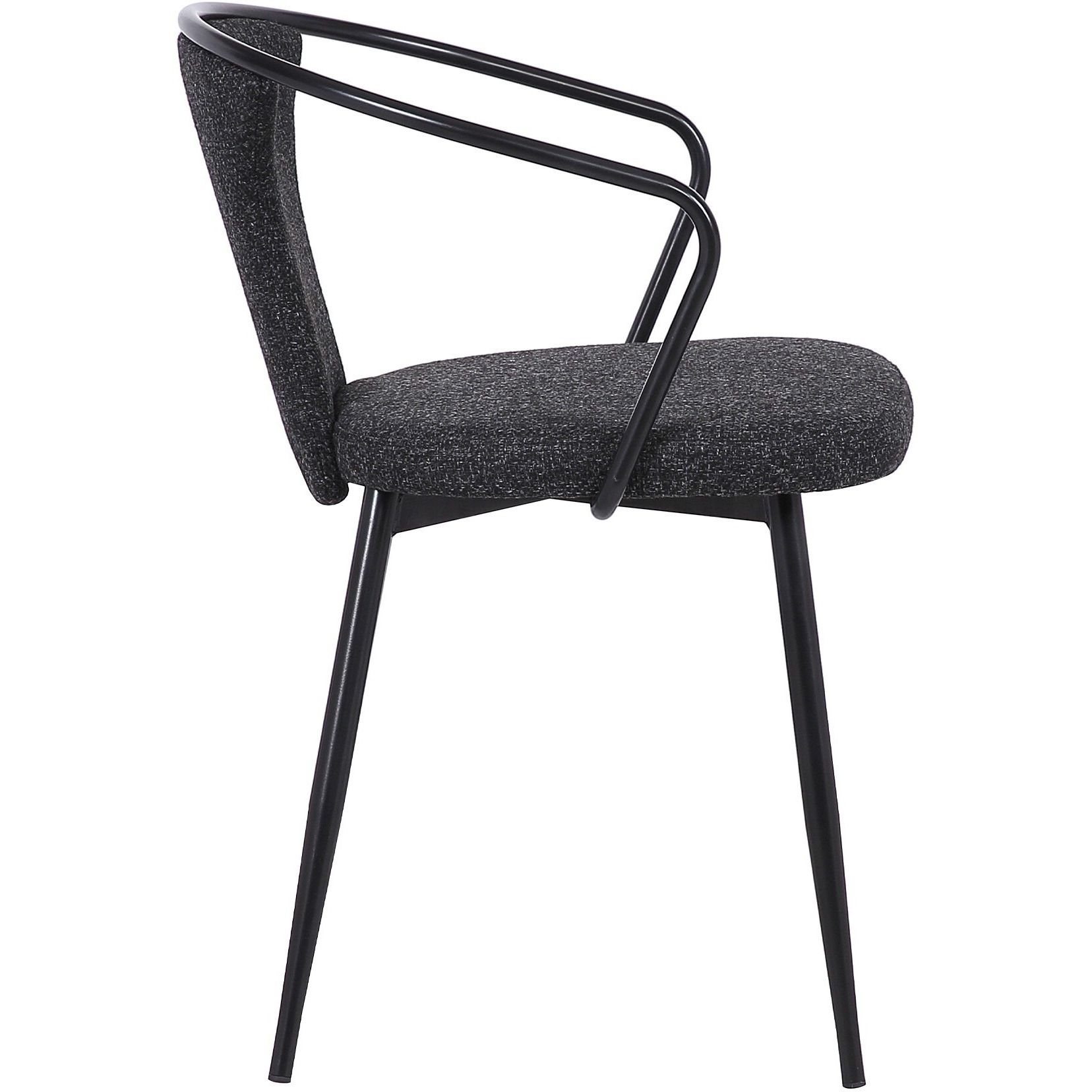 19 Inch Modern Fabric Dining Chair with Curved Back, Black