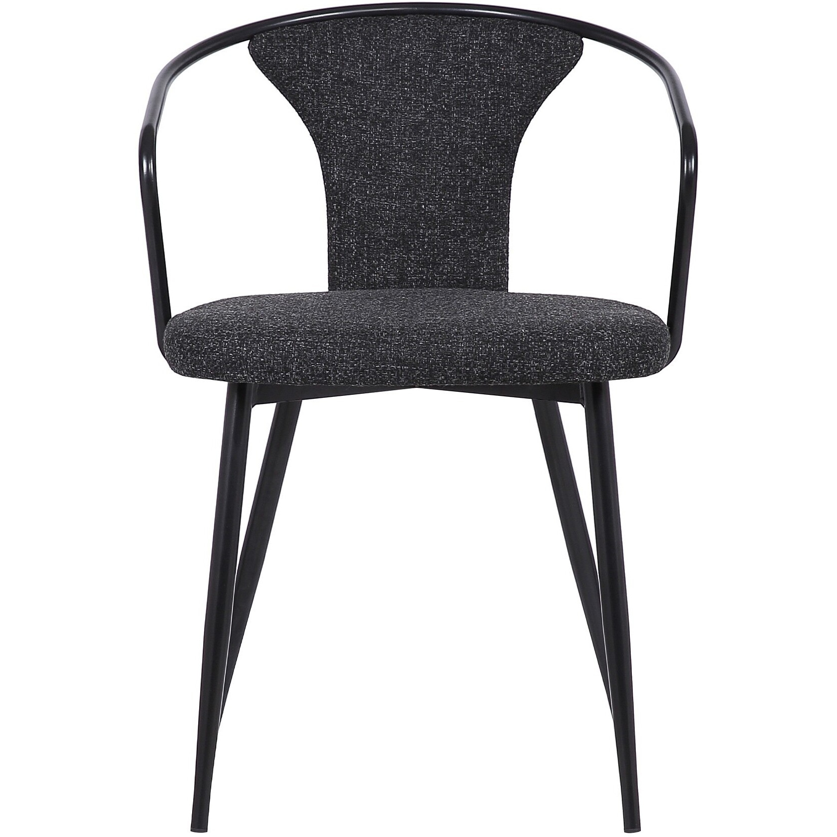 19 Inch Modern Fabric Dining Chair with Curved Back, Black