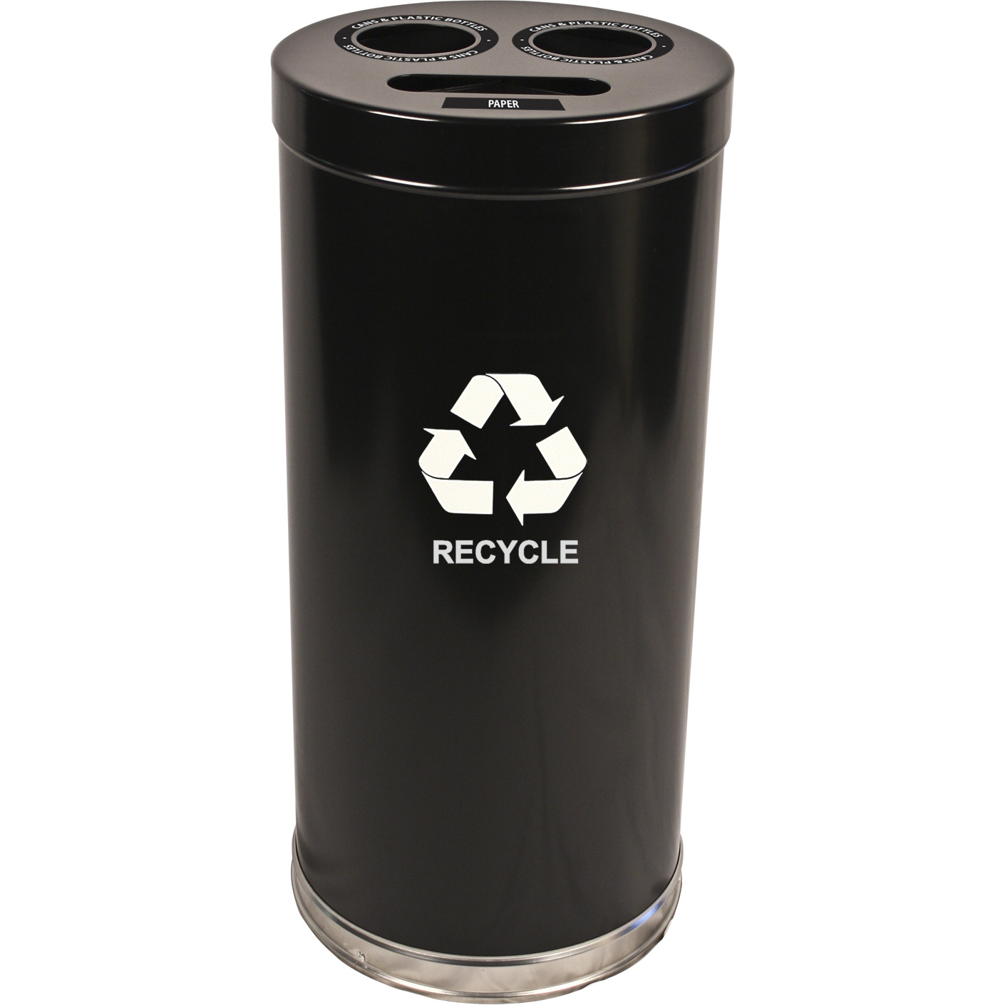 15RTBK-VV Ergode Emoti-can 3-Opening Recycling Container with Lift-Off Top and Stainless Steel Bottom Band for Efficient Sorting and Floor Protection