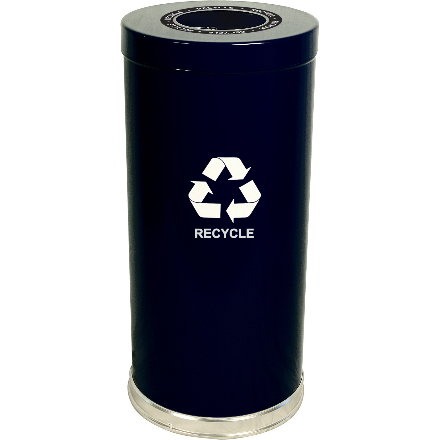 15RTBK-1H-VV Ergode Emoti-can | Sleek Single Stream Recycling Container with Stainless Steel Bottom Band, Lift-Off Lid, and Customizable Decals