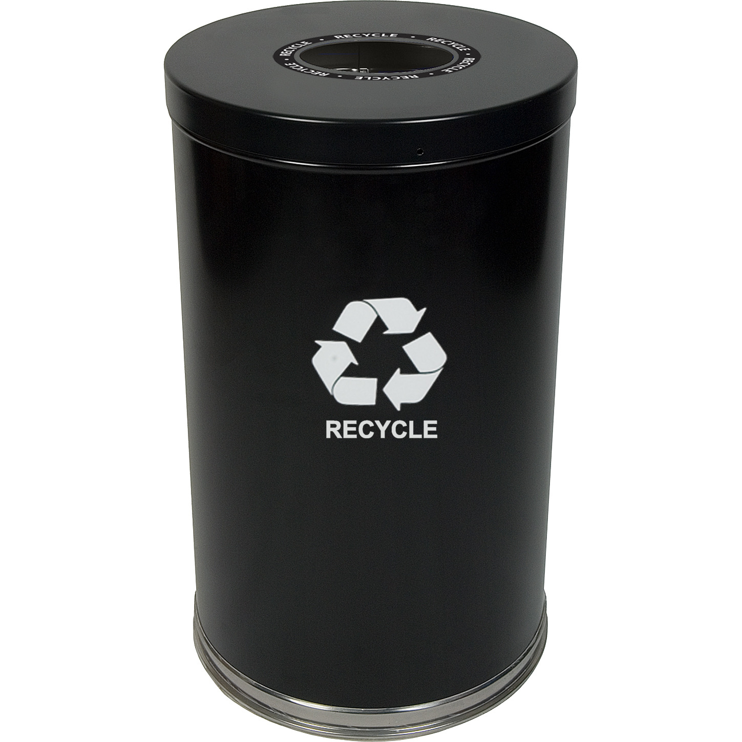 18RTBK-1H-VV Ergode Emoti-can | Stylish & Functional Single Stream Recycling & Waste Container | Stainless Steel Bottom Band | Lift-off Lid | Rigid Plastic Liner | Customizable Decals | Durable Steel Construction