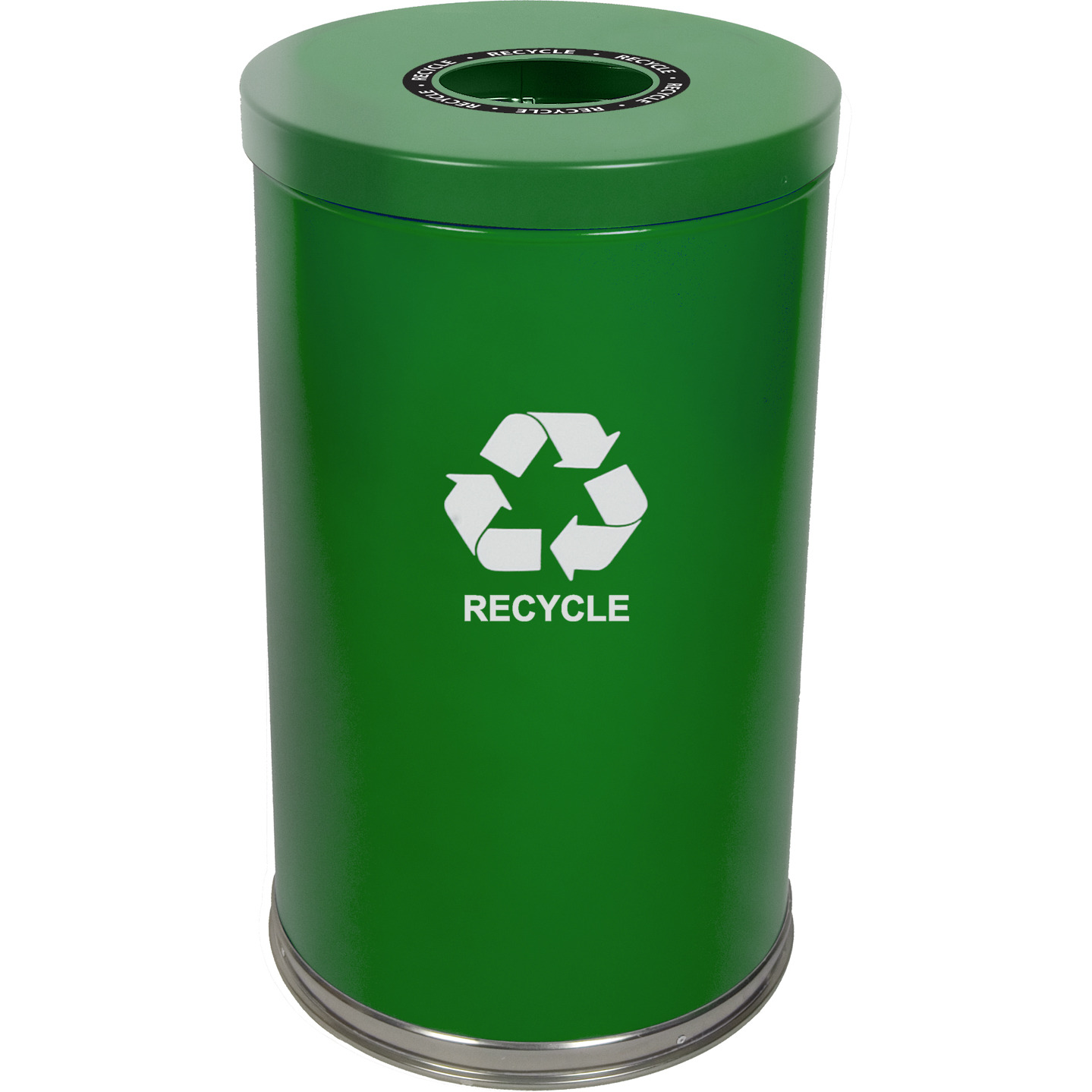 18RTGN-1H-VV Ergode Emoti-can Sleek Single Stream Recycling Container with Stainless Steel Bottom Band, Lift-Off Lid, and Customizable Decals