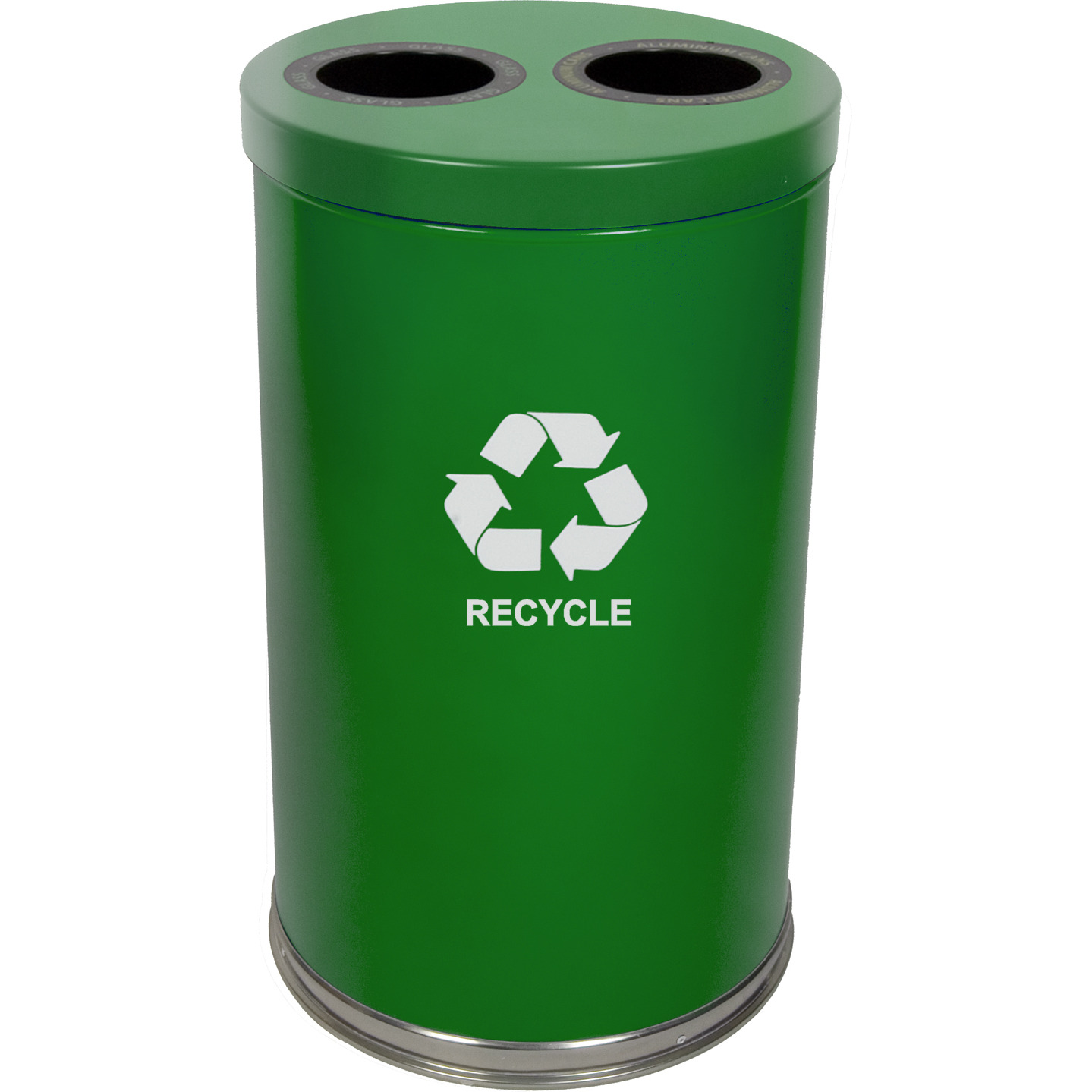 18RTGN-2H-VV Ergode Emoti-can Versatile Dual Opening Container for Efficient Recycling & Waste Disposal, Lift-Off Lid, Stainless Steel Bottom Band, 2 Half-Moon Liners & Decals